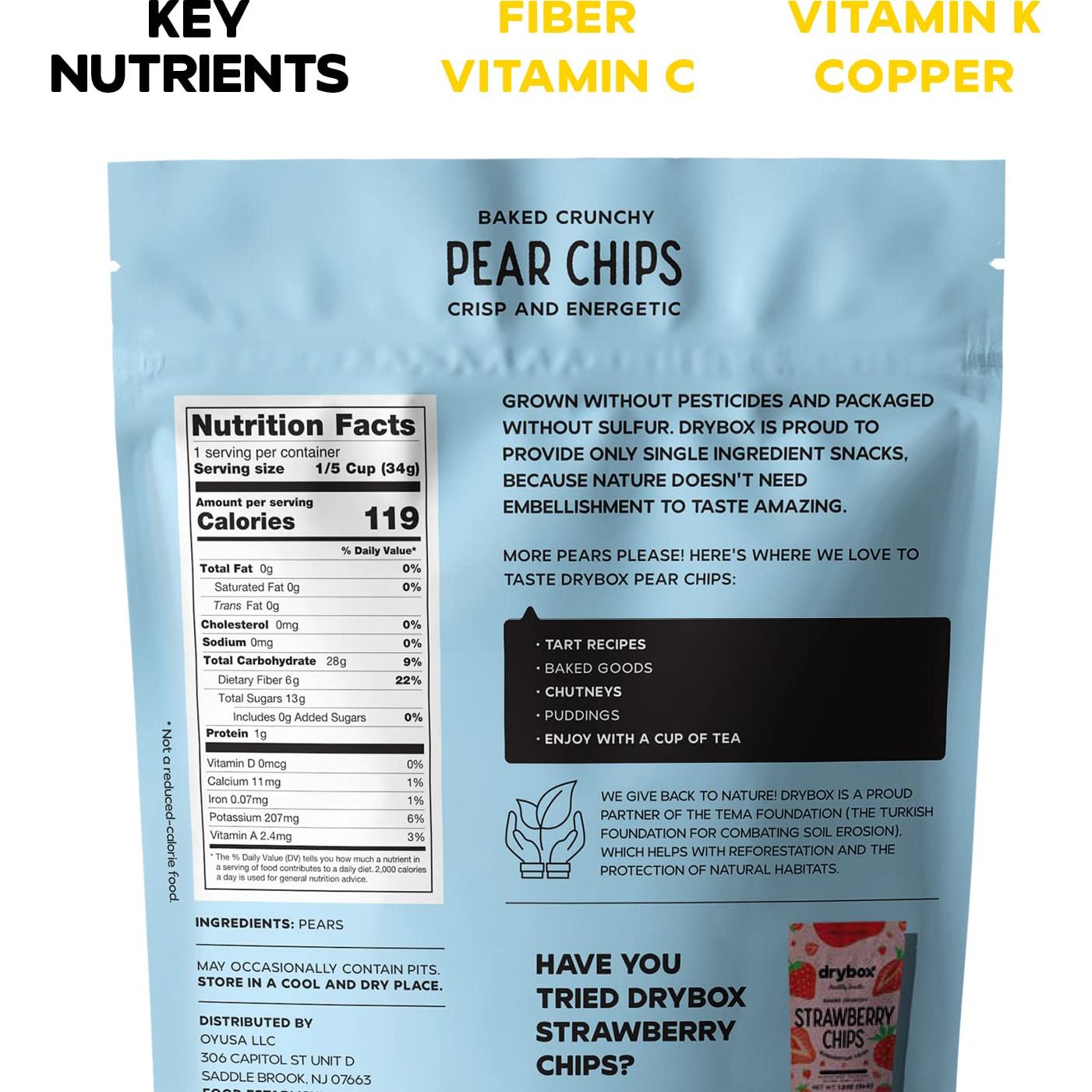 Chips de Pera Drybox - Paquete de 14 x 34 g, Sin Azúcar