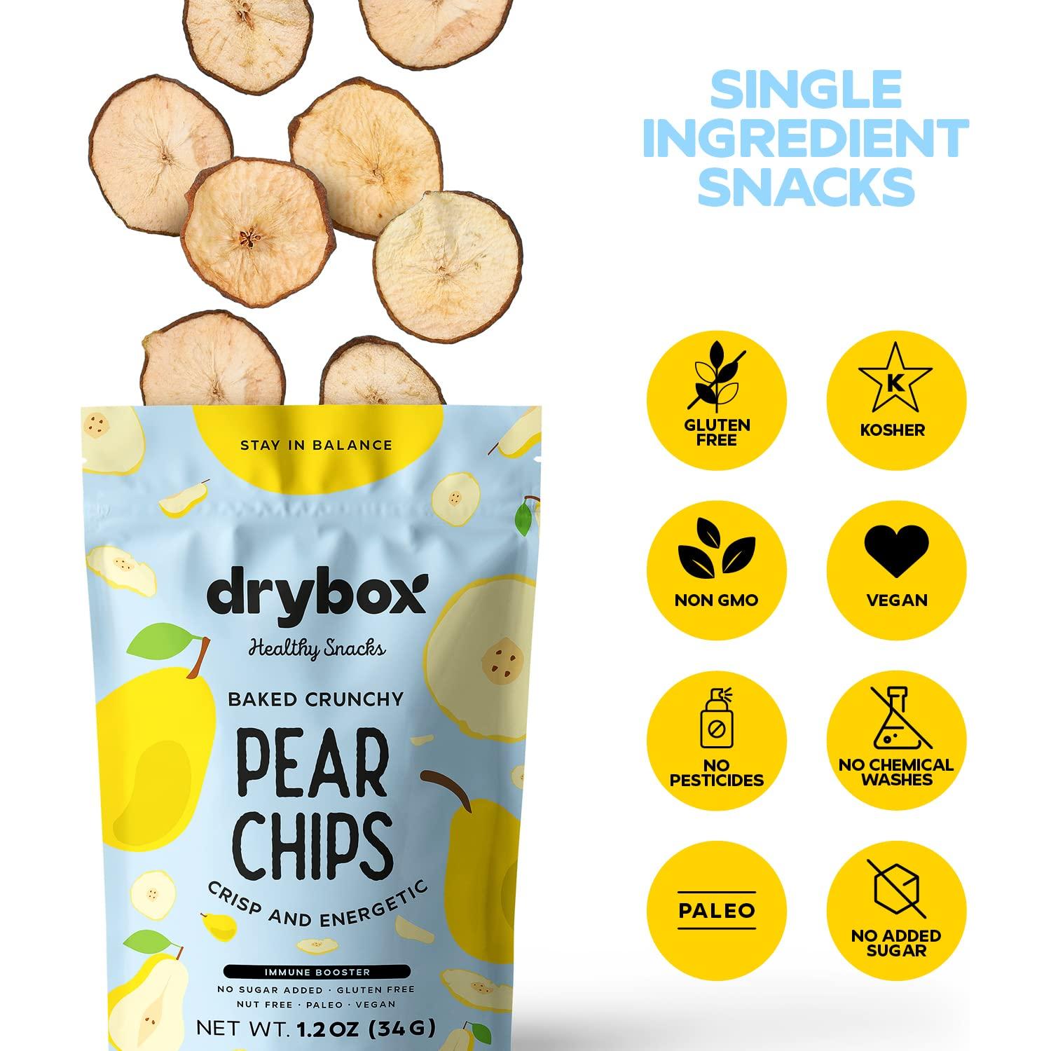 Chips de Pera Drybox - Paquete de 14 x 34 g, Sin Azúcar