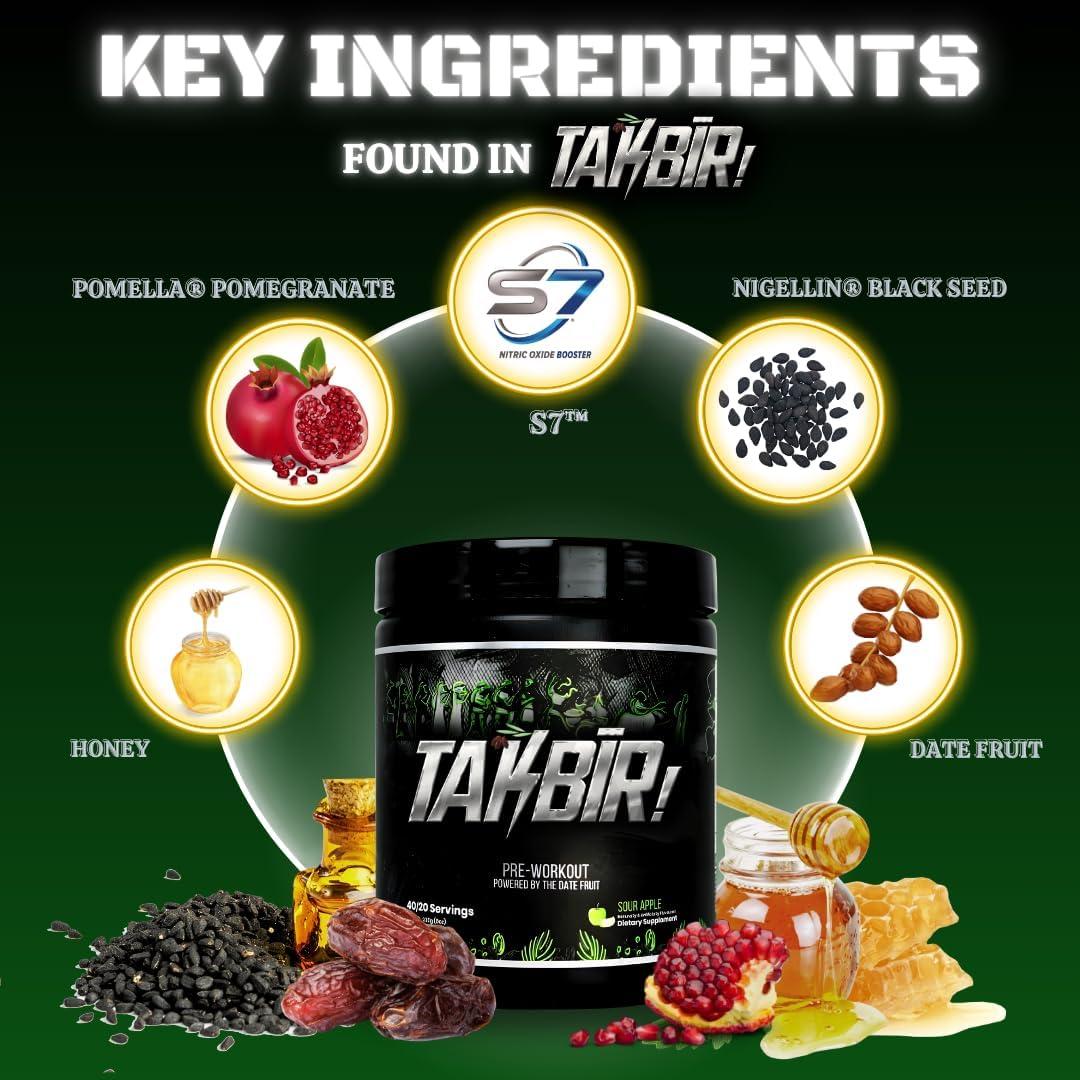 Pre-Entrenamiento Halal TAKBIR! 227g Manzana Ácida Energía Natural