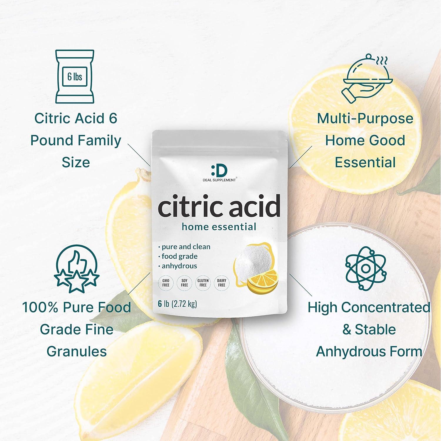 Ácido Cítrico 2.72 kg Grado Alimenticio Dealsupplement