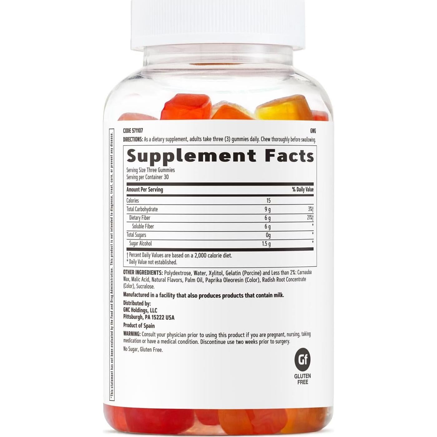 Gummy de Fibra GNC 90 Unidades 6g Digestión Saludable