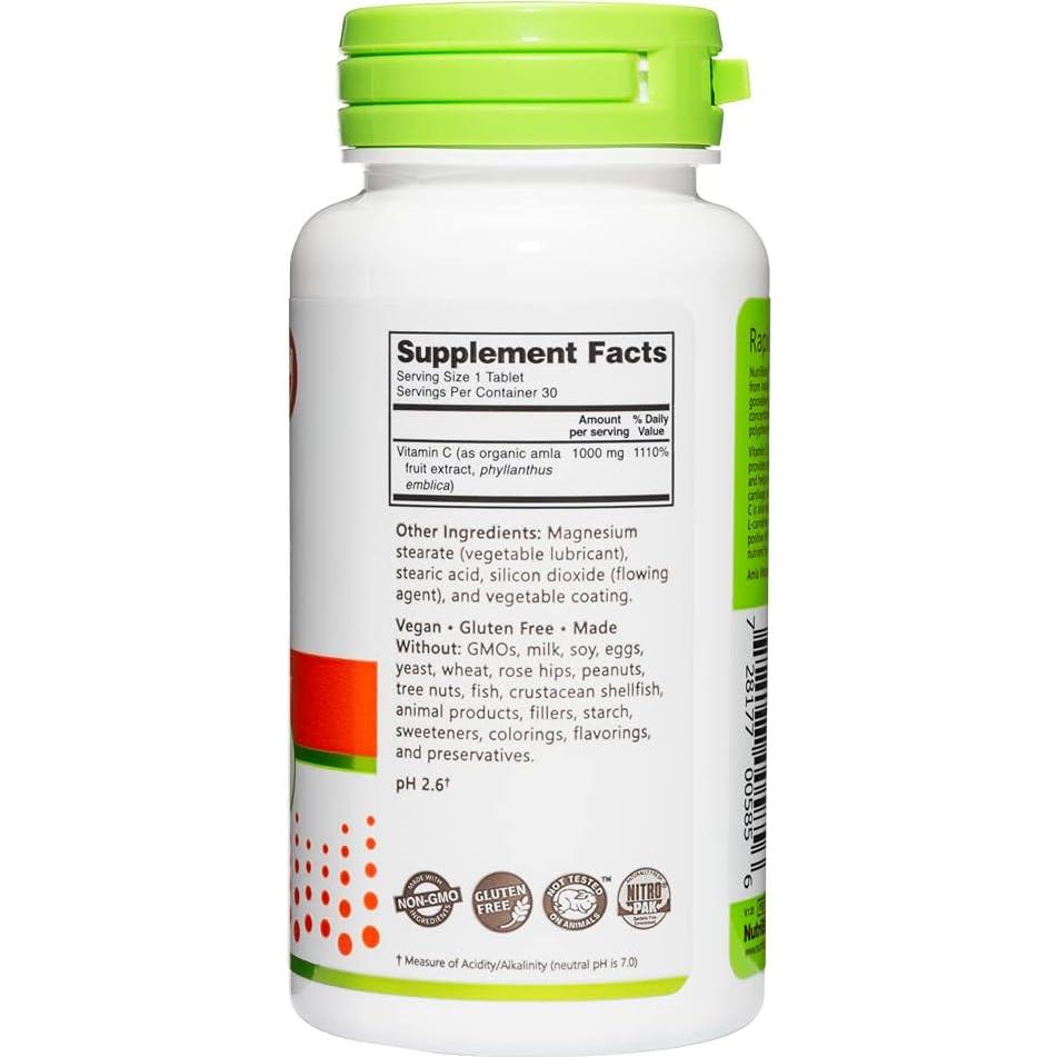 Tabletas de Vitamina C Amla NutriBiotic 30 Unidades Veganas