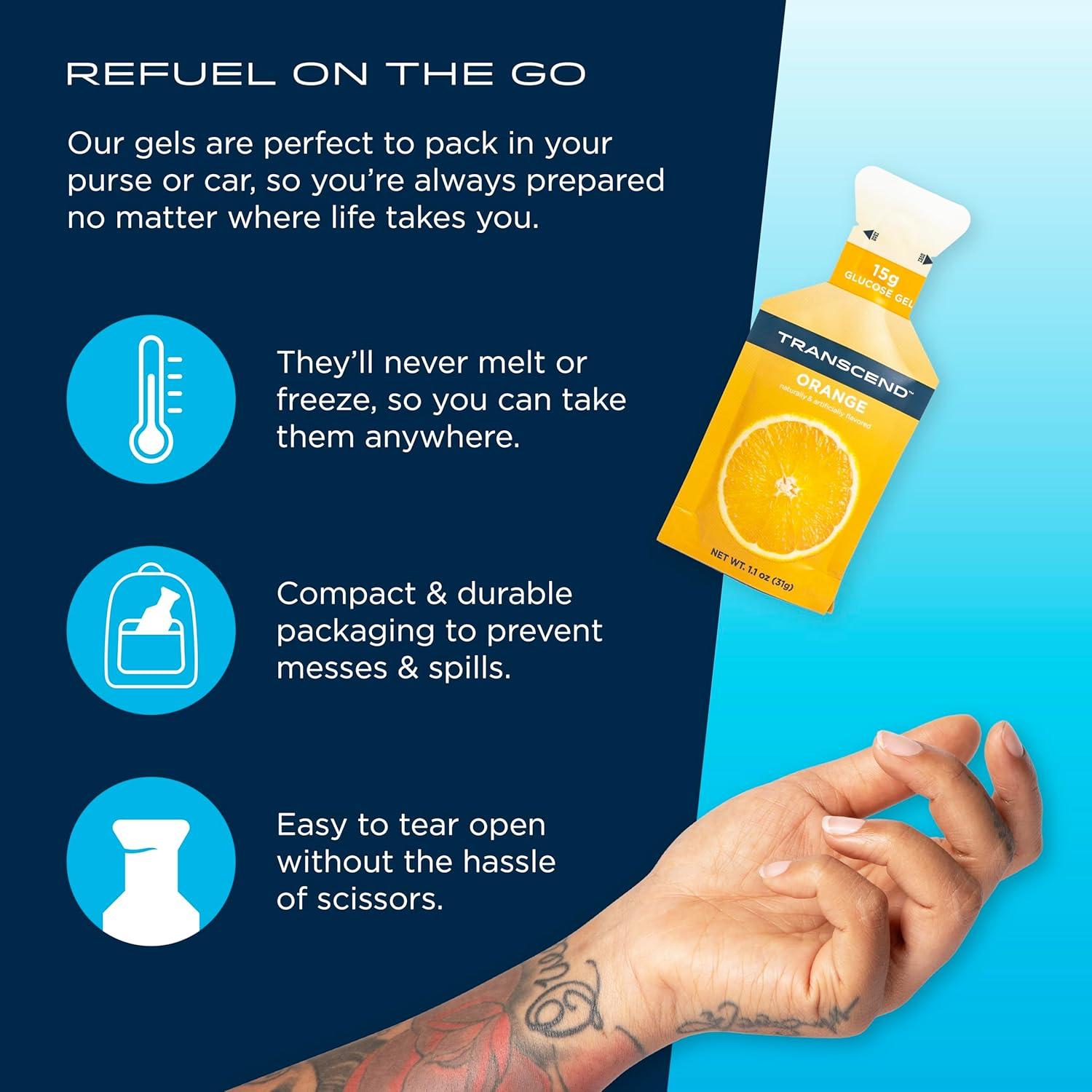 Gel Energético Transcend Foods Fresa Naranja 31.18 g x10