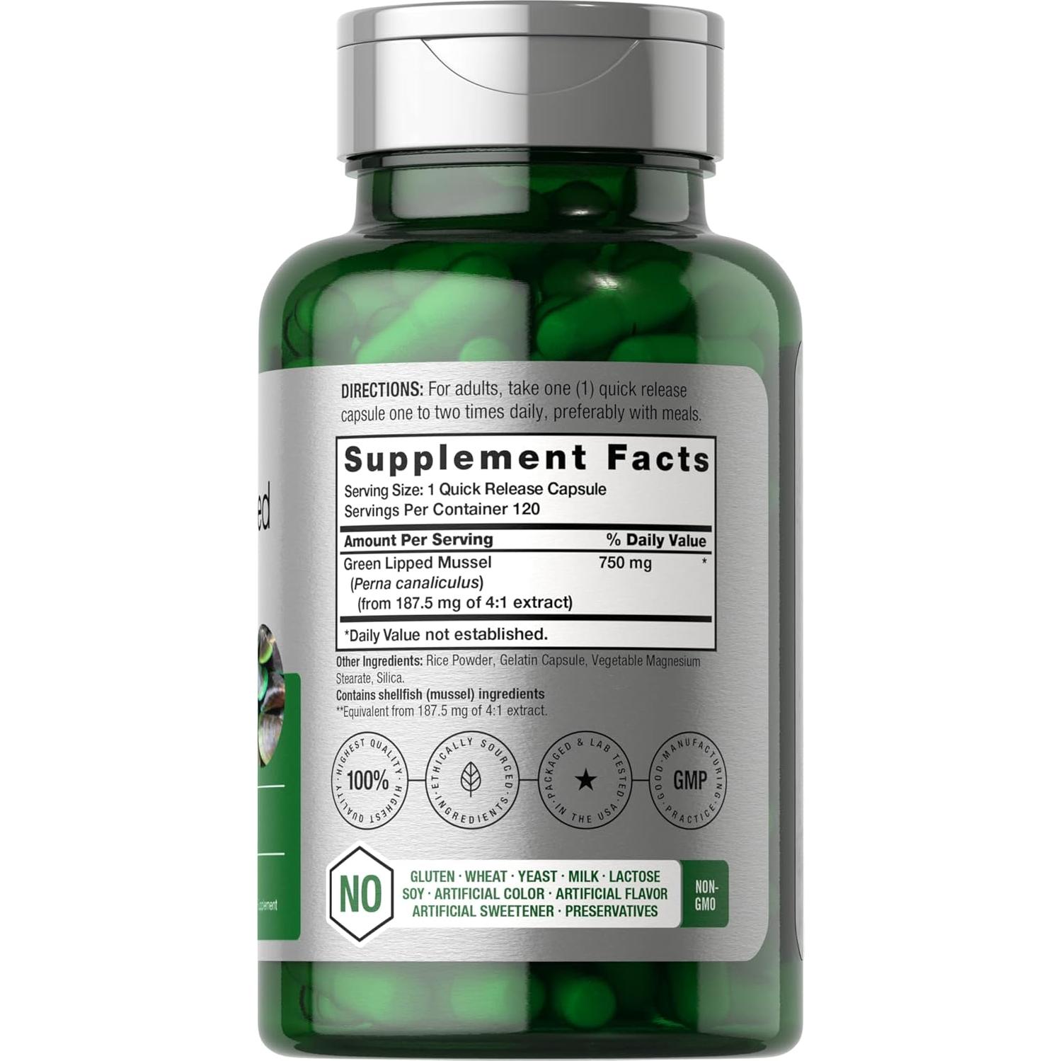 Mejillón de Labio Verde Horbaach 750 mg 120 Cápsulas Liofilizadas