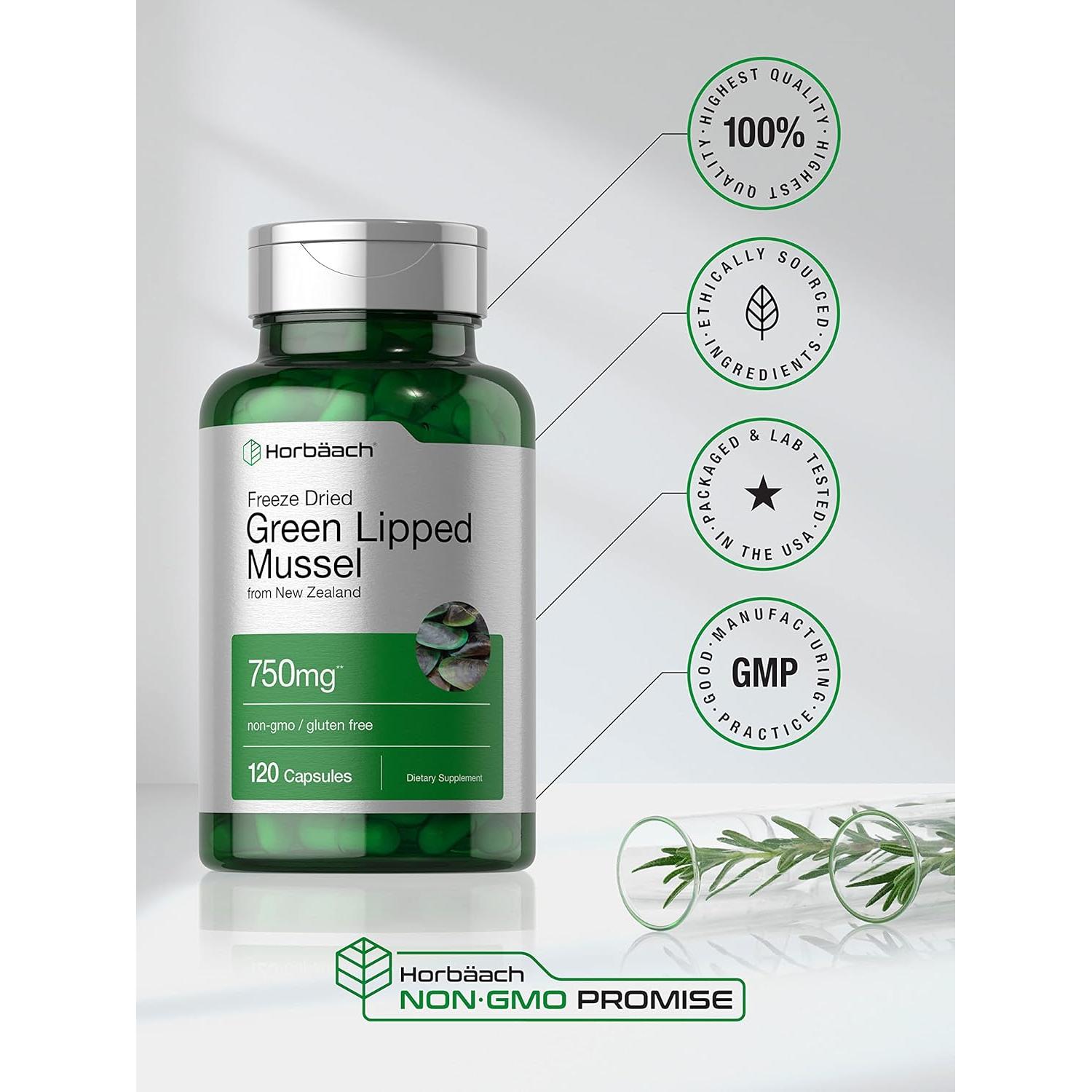 Mejillón de Labio Verde Horbaach 750 mg 120 Cápsulas Liofilizadas