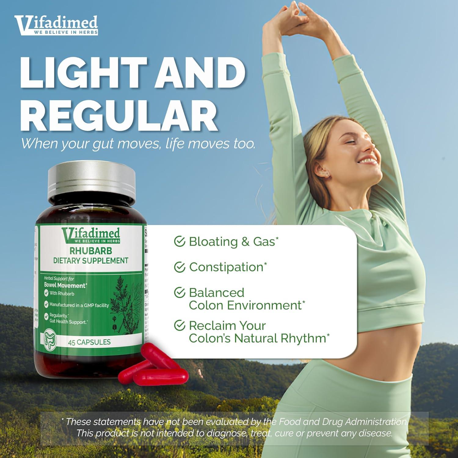 VIFADIME Ruibarbo 45 Cápsulas - Alivio Herbal Estreñimiento