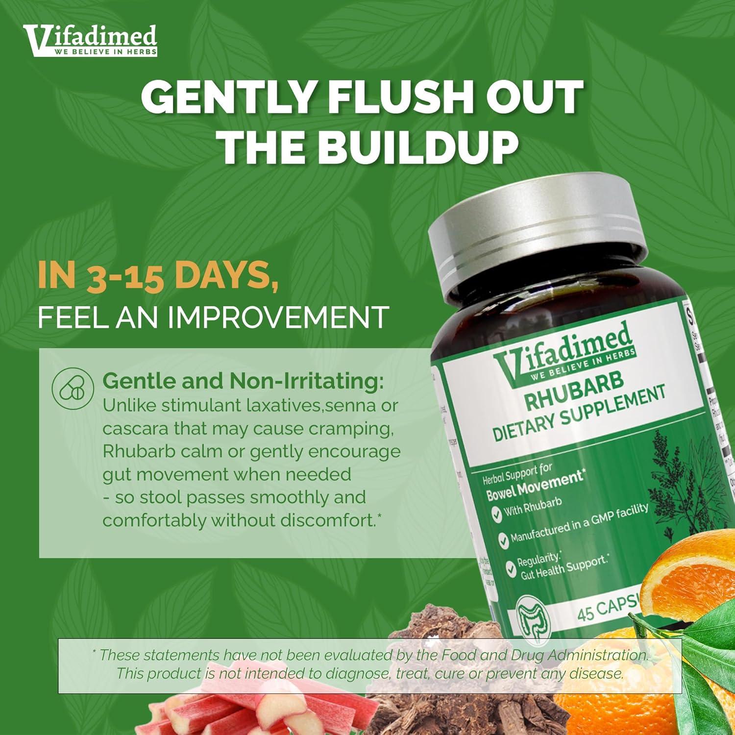 VIFADIME Ruibarbo 45 Cápsulas - Alivio Herbal Estreñimiento