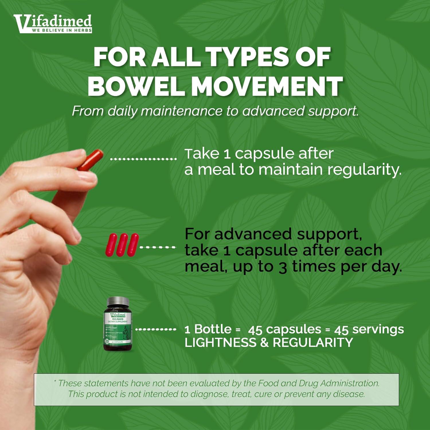 VIFADIME Ruibarbo 45 Cápsulas - Alivio Herbal Estreñimiento