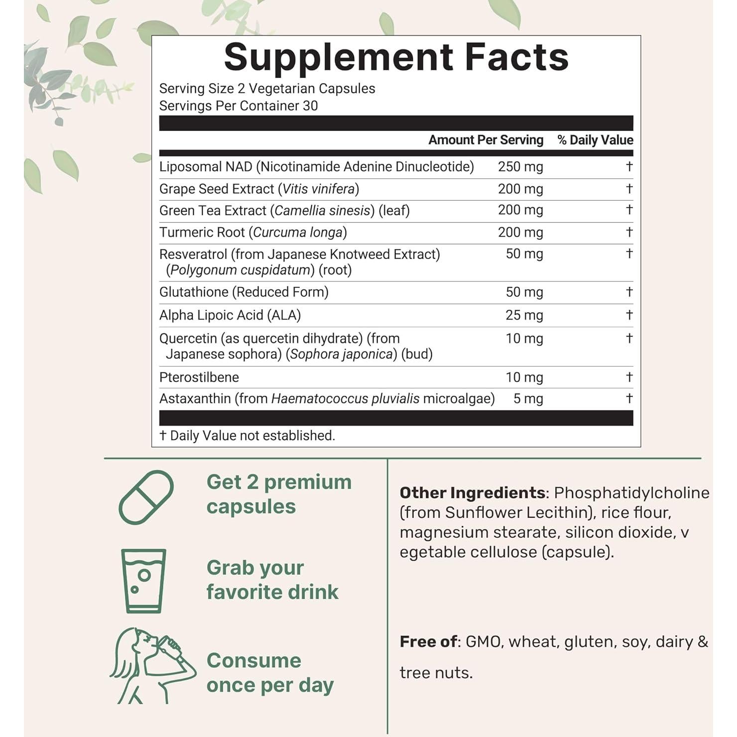Suplemento Liposomal NAD+ Ultimate Micro Ingredients 1000mg 60 Cápsulas