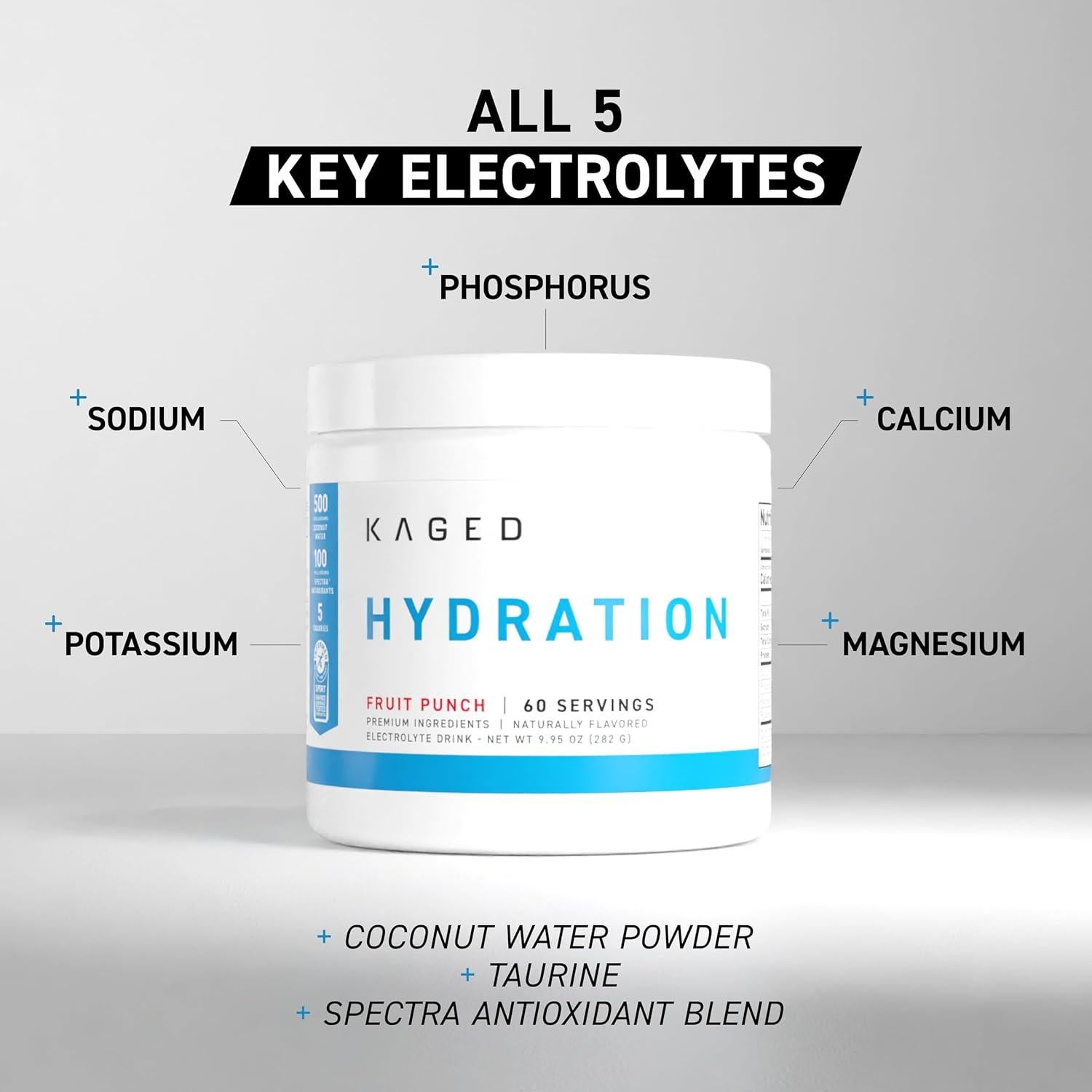 Kaged Daily Hydration Uva Glaciar | 60 Porciones Electrolitos