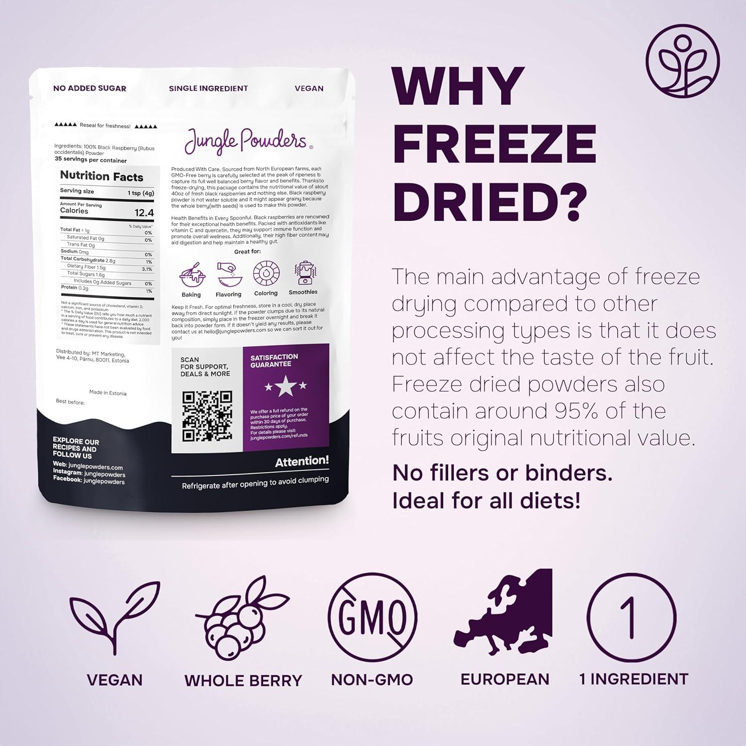 Polvo de Frambuesa Negra Jungle Powders 141.75g Liofilizado