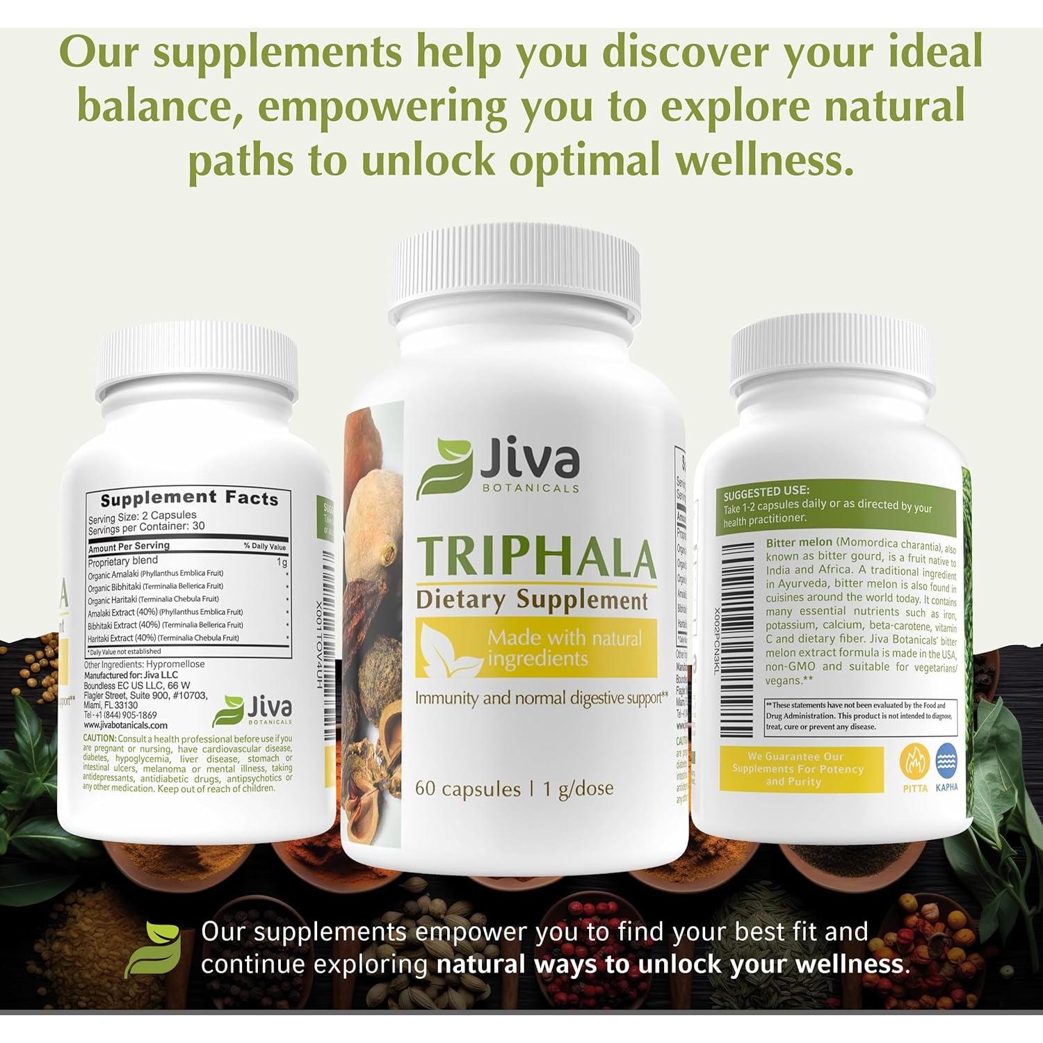 Suplemento Digestivo Triphala Jiva Botanicals - 60 Cápsulas