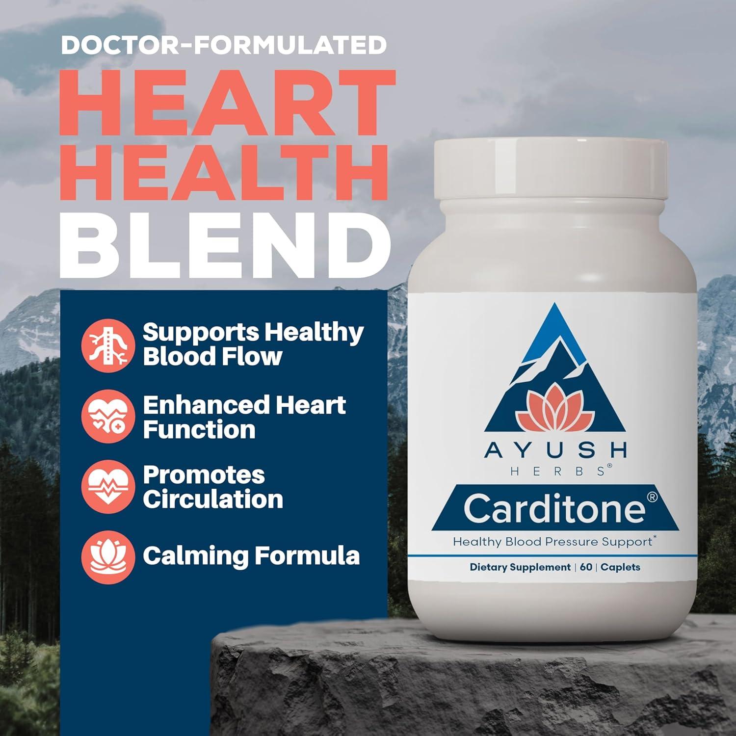 Ayush Herbs Carditone - Suplemento Natural para el Corazón 60 Tabletas