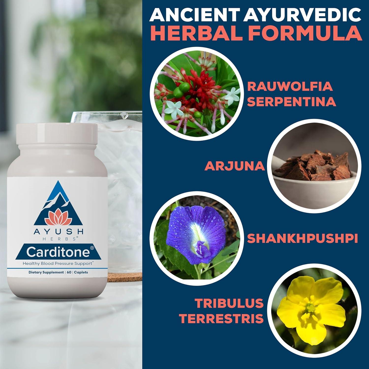 Ayush Herbs Carditone - Suplemento Natural para el Corazón 60 Tabletas