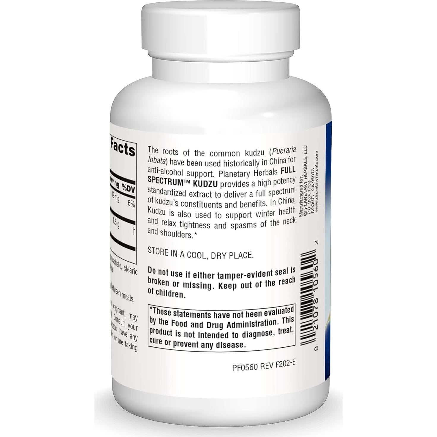 Tabletas de Kudzu Espectro Completo Planetary Herbals 120 Unidades