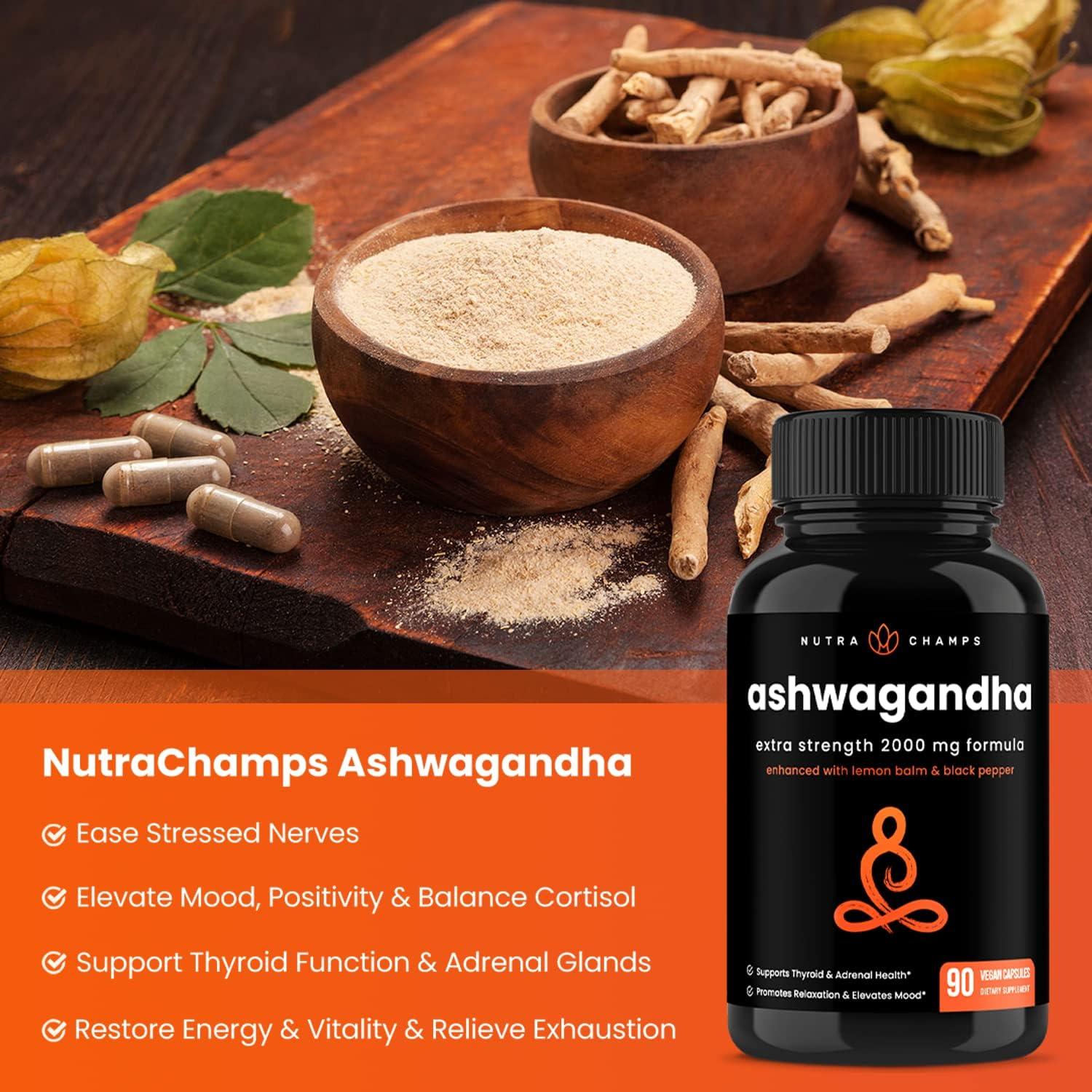 Paquete de Suplementos NutraChamps: Maca 2100mg + Ashwagandha 2000mg