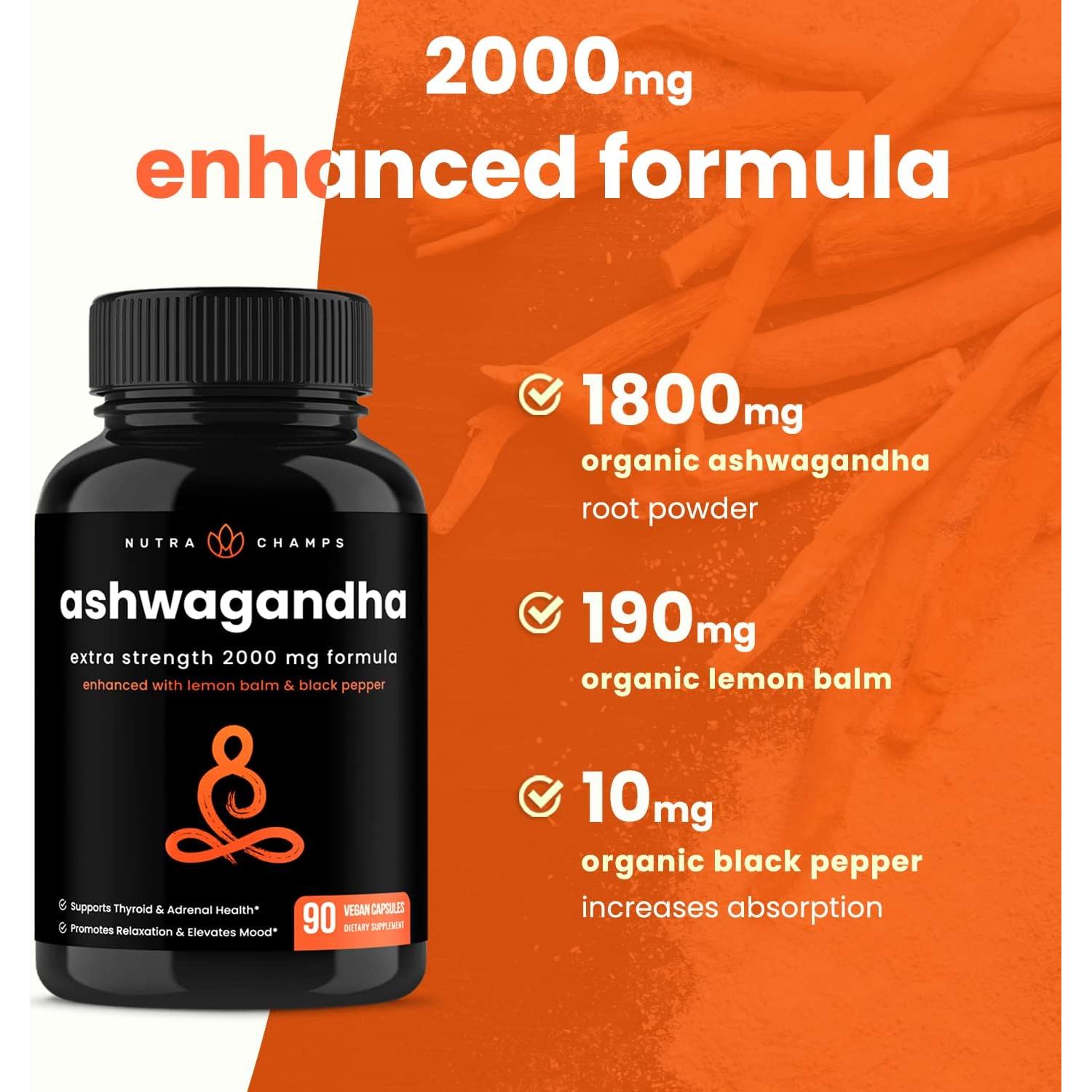 Paquete de Suplementos NutraChamps: Maca 2100mg + Ashwagandha 2000mg
