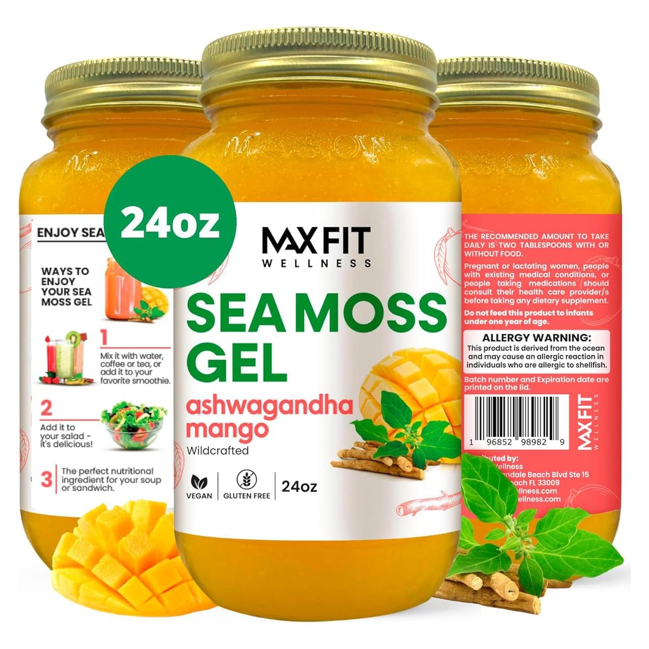 Gel de Musgo Marino MAX FIT 680g Ashwagandha Mango 92 Nutrientes