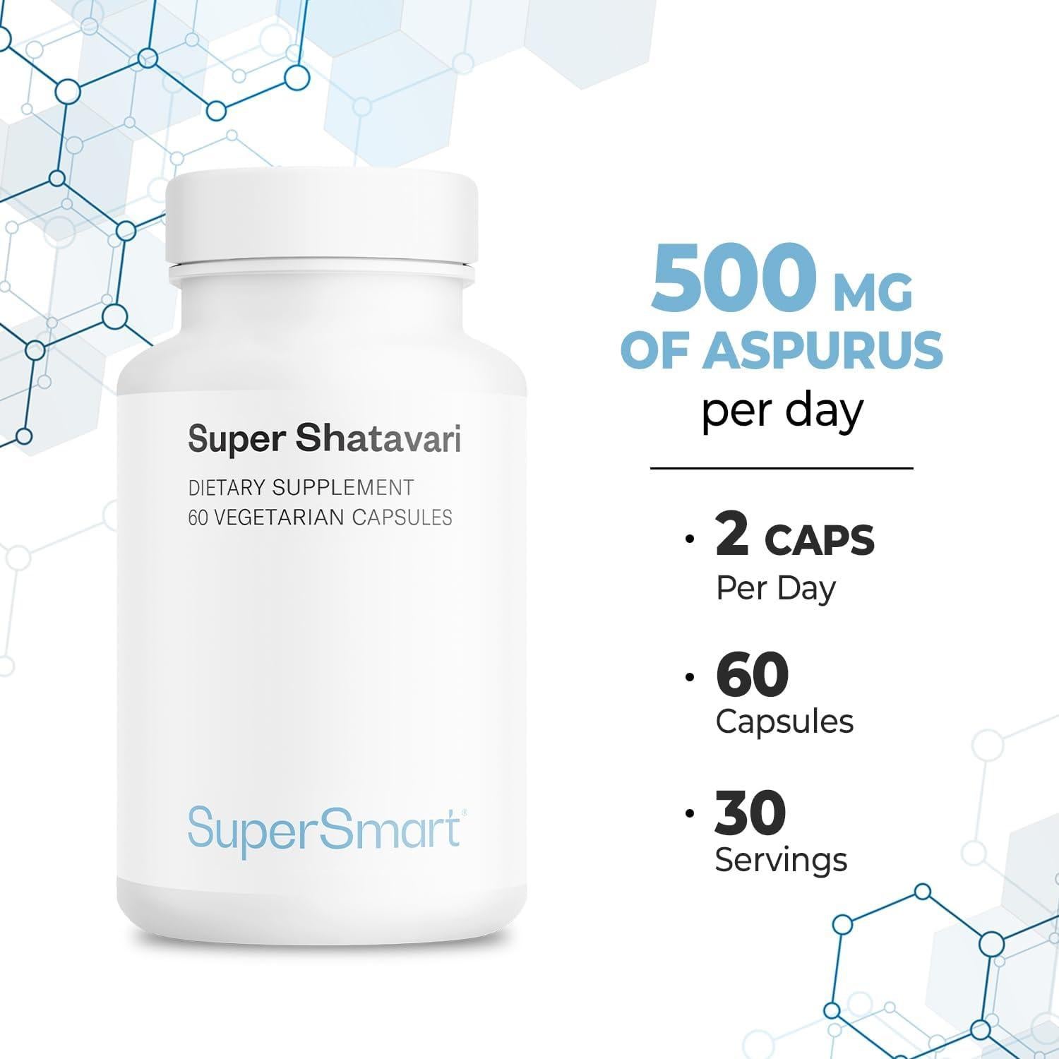 Suplemento Shatavari SuperSmart Vegano 60 Cápsulas 250mg