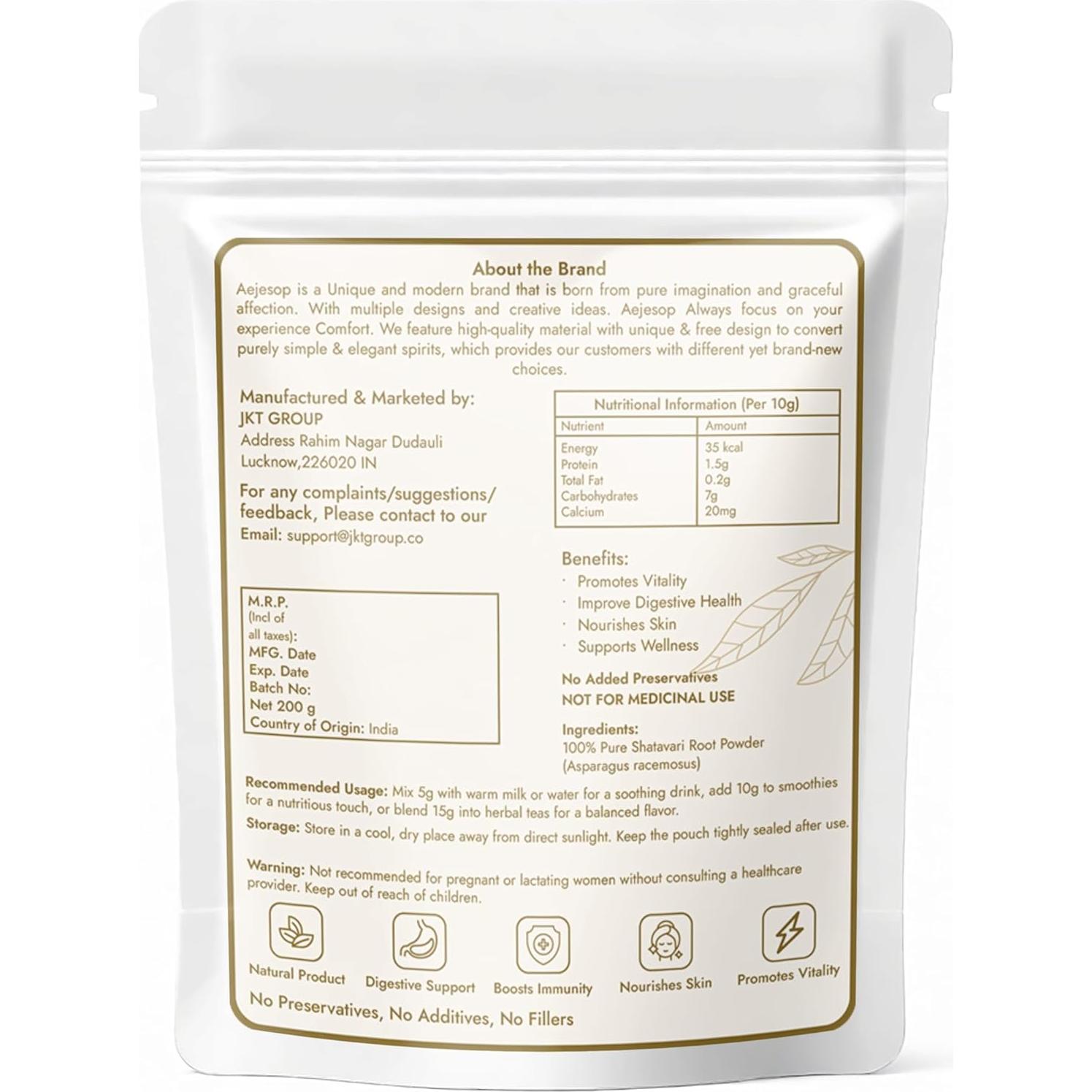 Polvo de Shatavari 200g - JKT GROUP - Hierba Rejuvenecedora