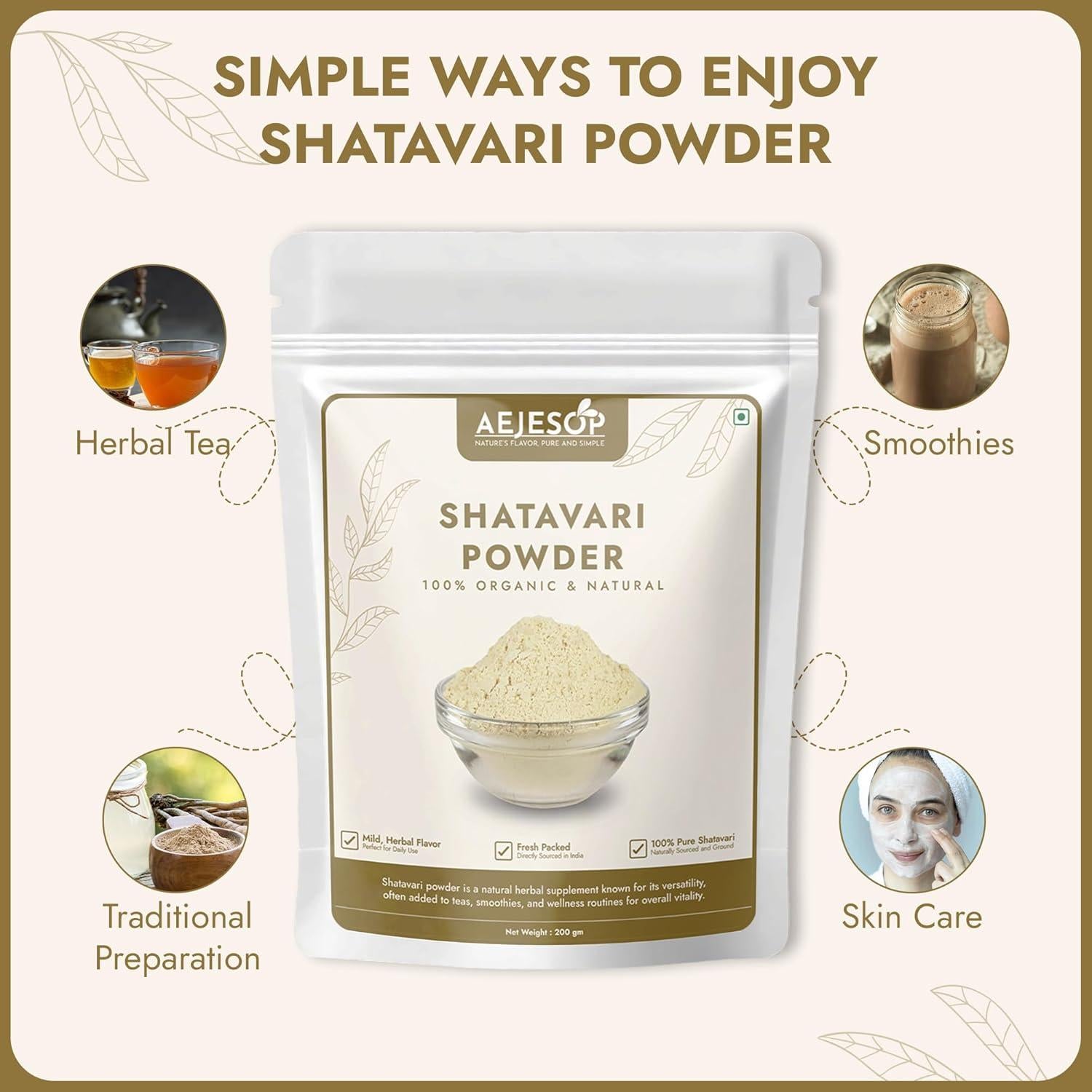 Polvo de Shatavari 200g - JKT GROUP - Hierba Rejuvenecedora