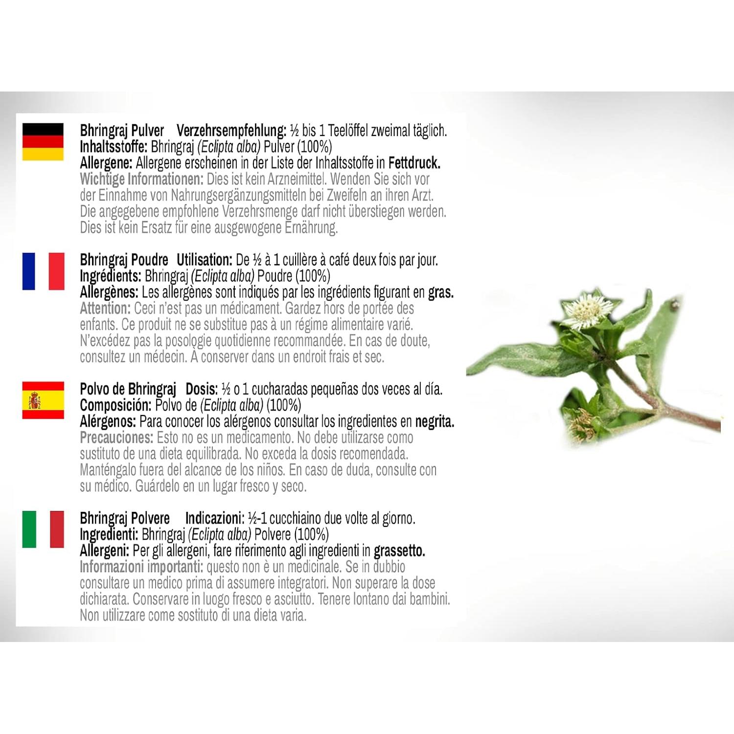 Polvo de Bhringraj Dr Wakde 1kg - Puro y Vegano