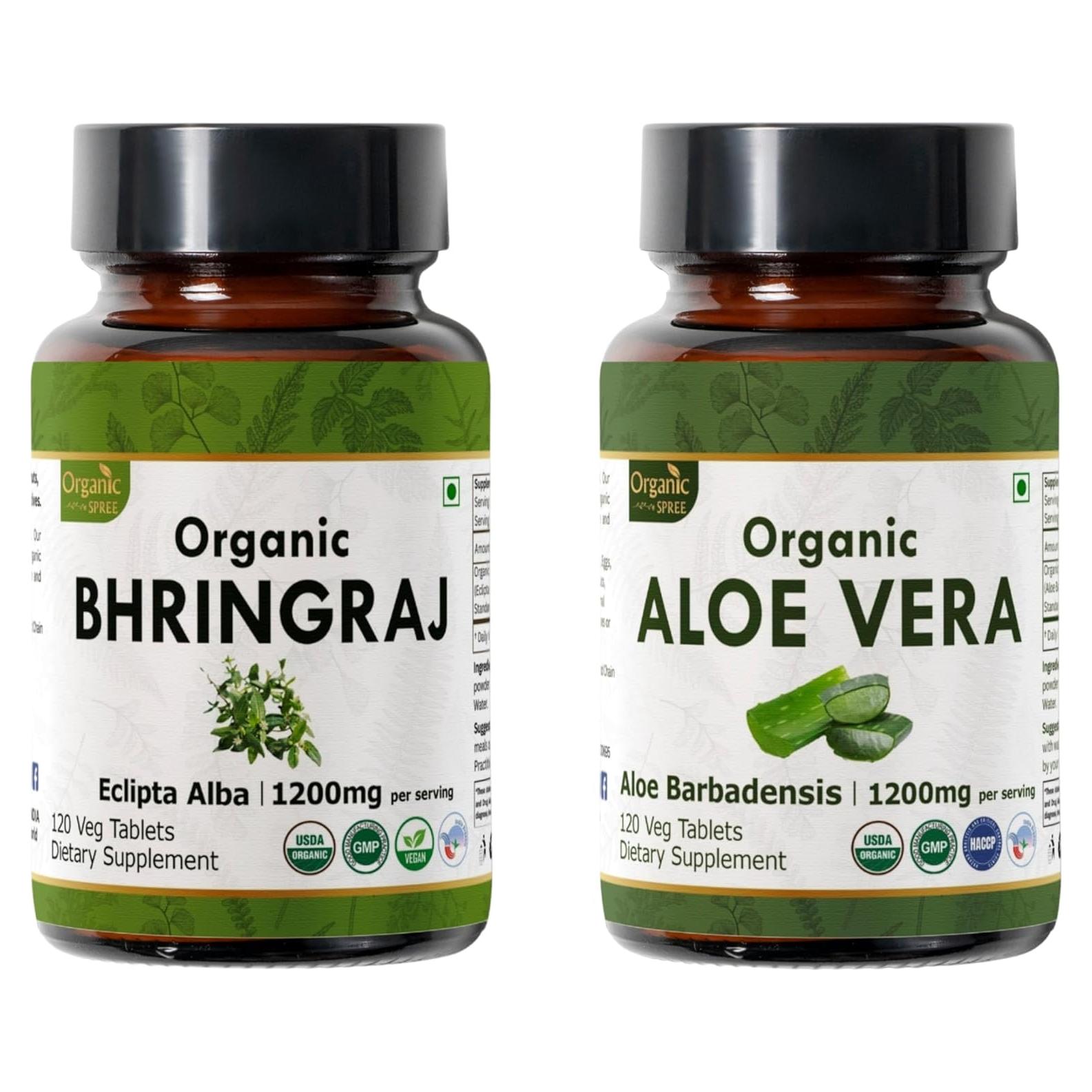 Suplemento Orgánico de Bhringraj y Aloe Vera - 120 Tabletas