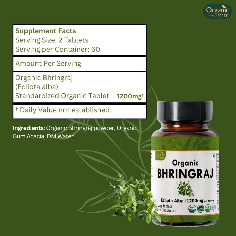 Suplemento Orgánico de Bhringraj y Aloe Vera - 120 Tabletas
