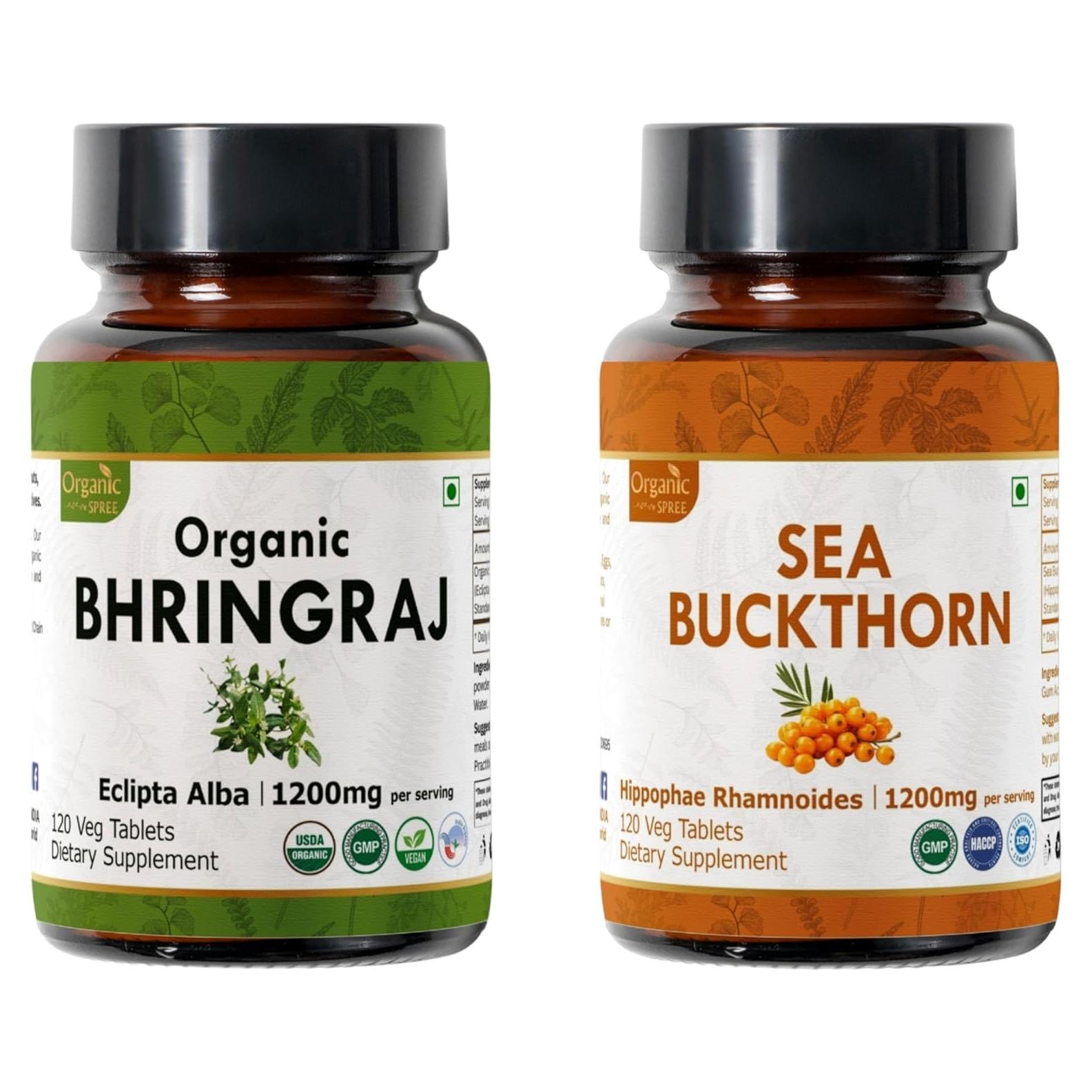 Suplemento Orgánico Bhringraj y Espino Marino 120 Tabletas