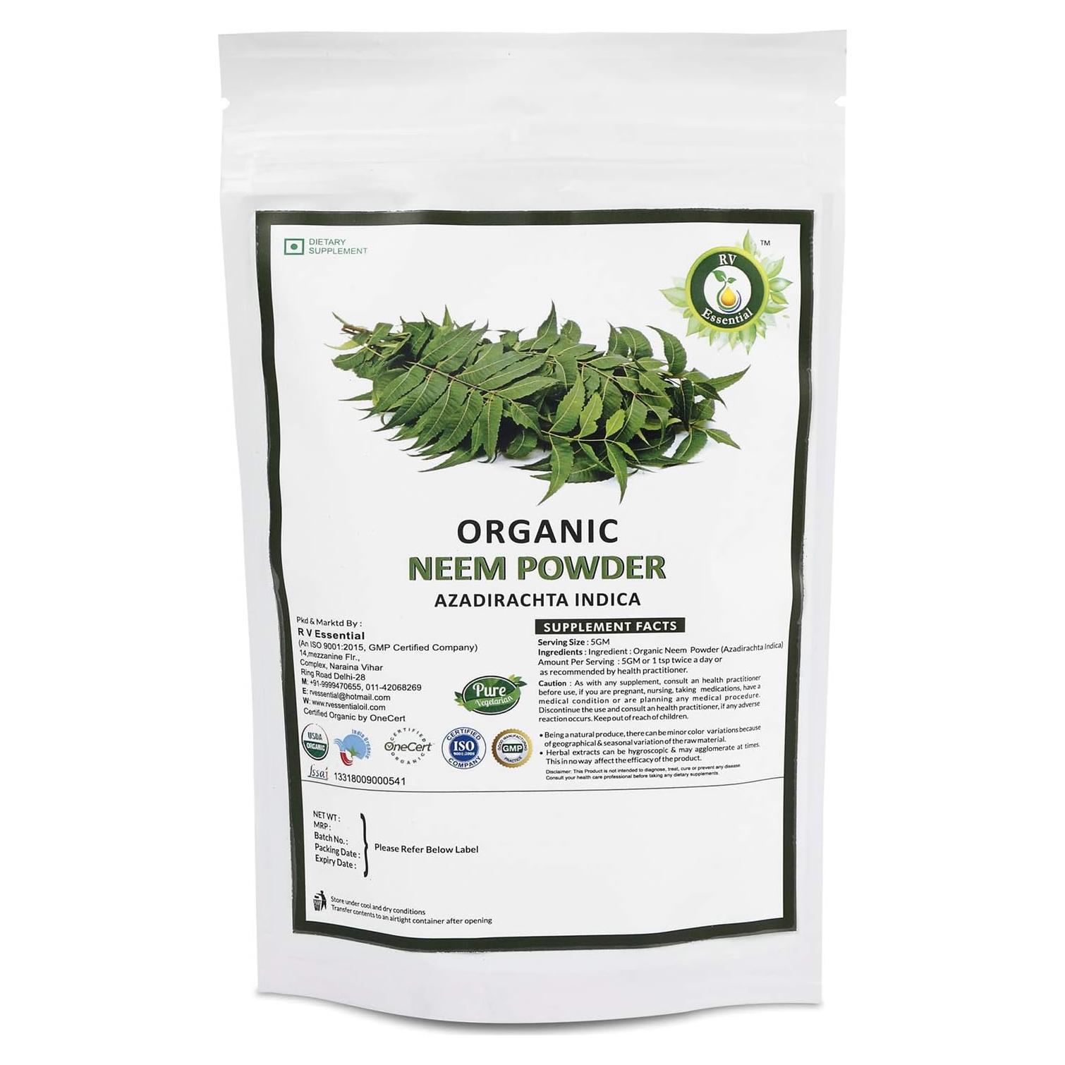 Polvo de Neem Orgánico R V Esencial 200g - Suplemento Herbal