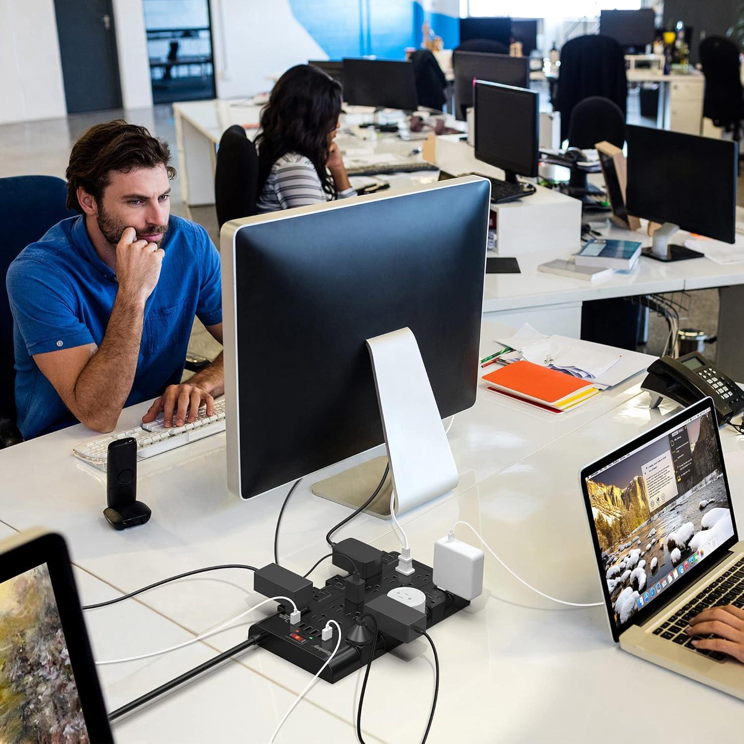 Regleta SUPERDANNY 22 Salidas AC y 6 USB 1.98m Negra