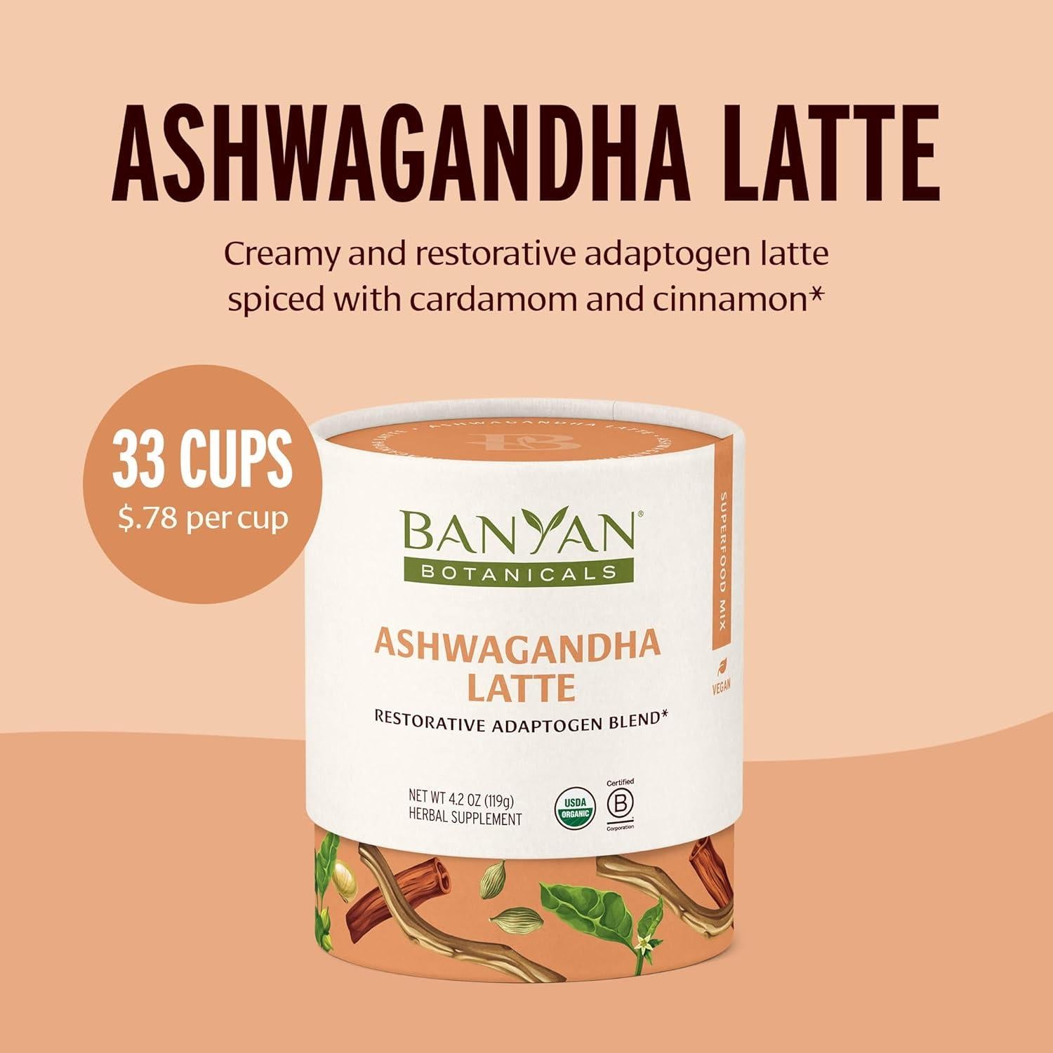 Latte de Ashwagandha Banyan Botanicals 119g - Bebida Herbal Sin Cafeína