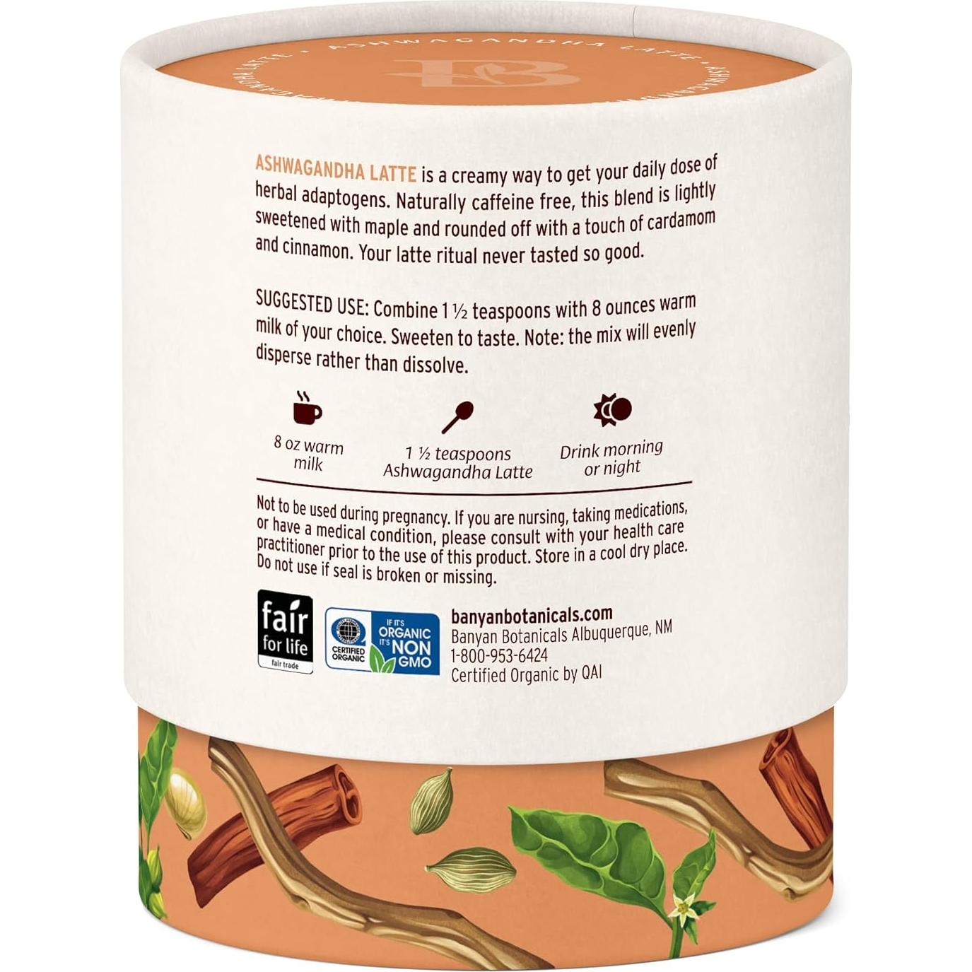 Latte de Ashwagandha Banyan Botanicals 119g - Bebida Herbal Sin Cafeína