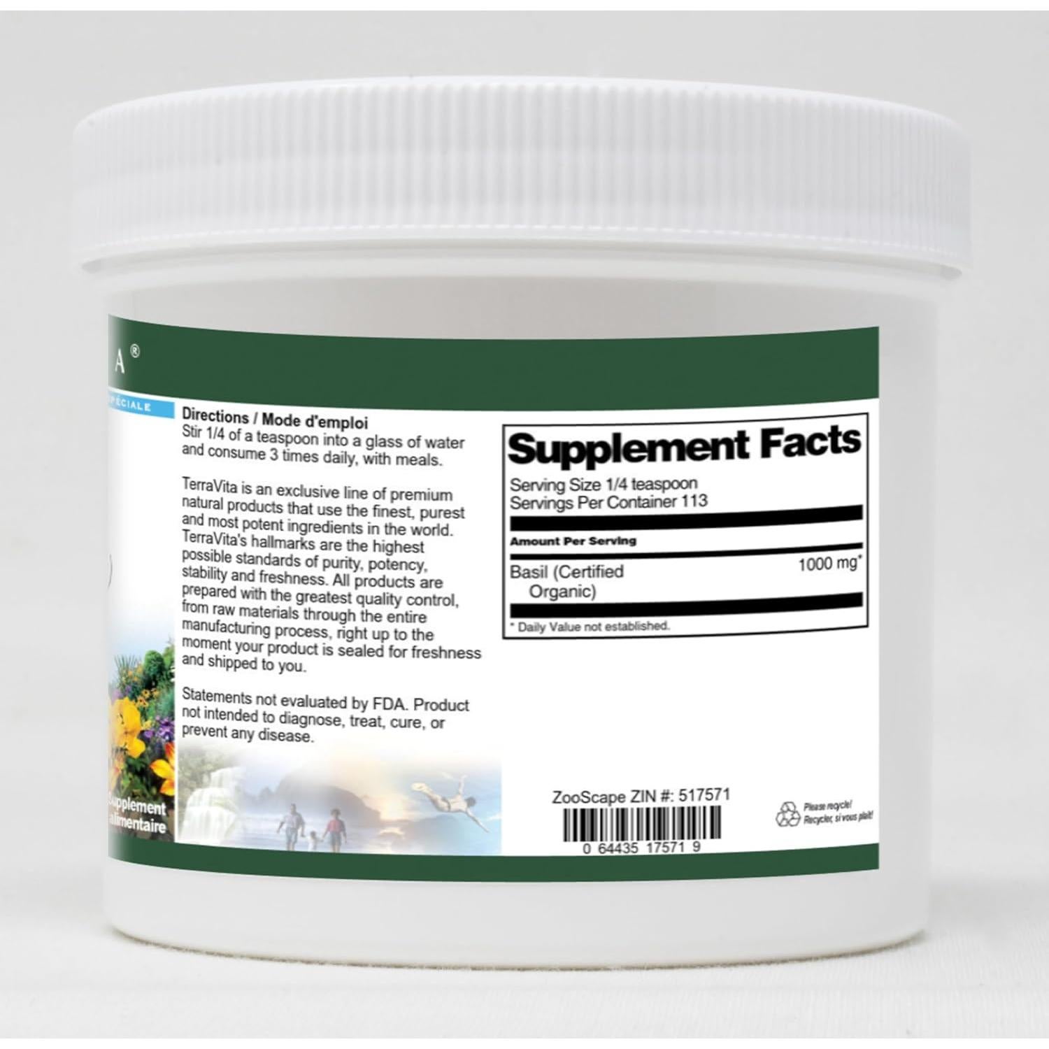 Albahaca Orgánica Certificada en Polvo 113 g TerraVita