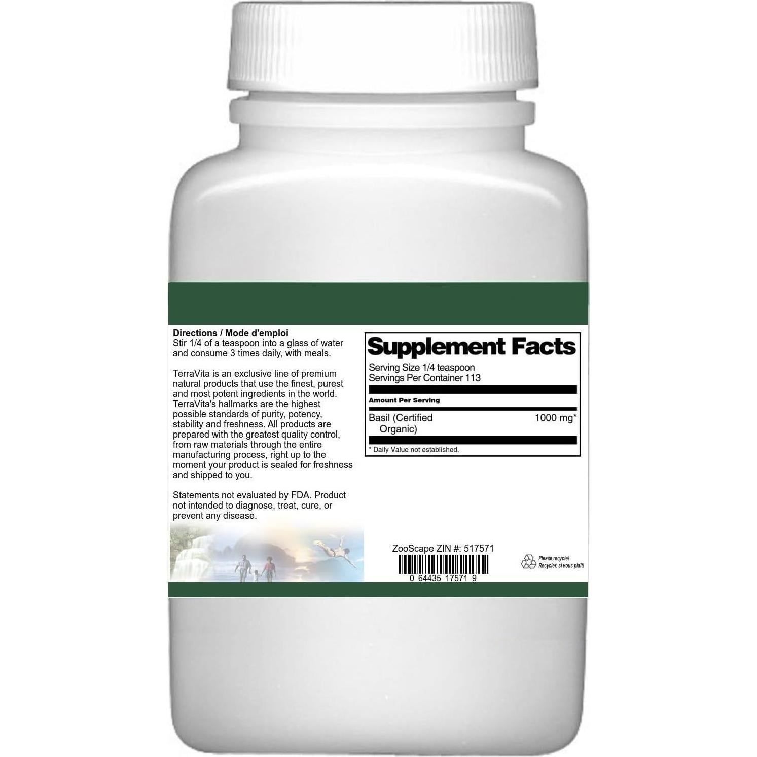 Albahaca Orgánica Certificada en Polvo 113 g TerraVita