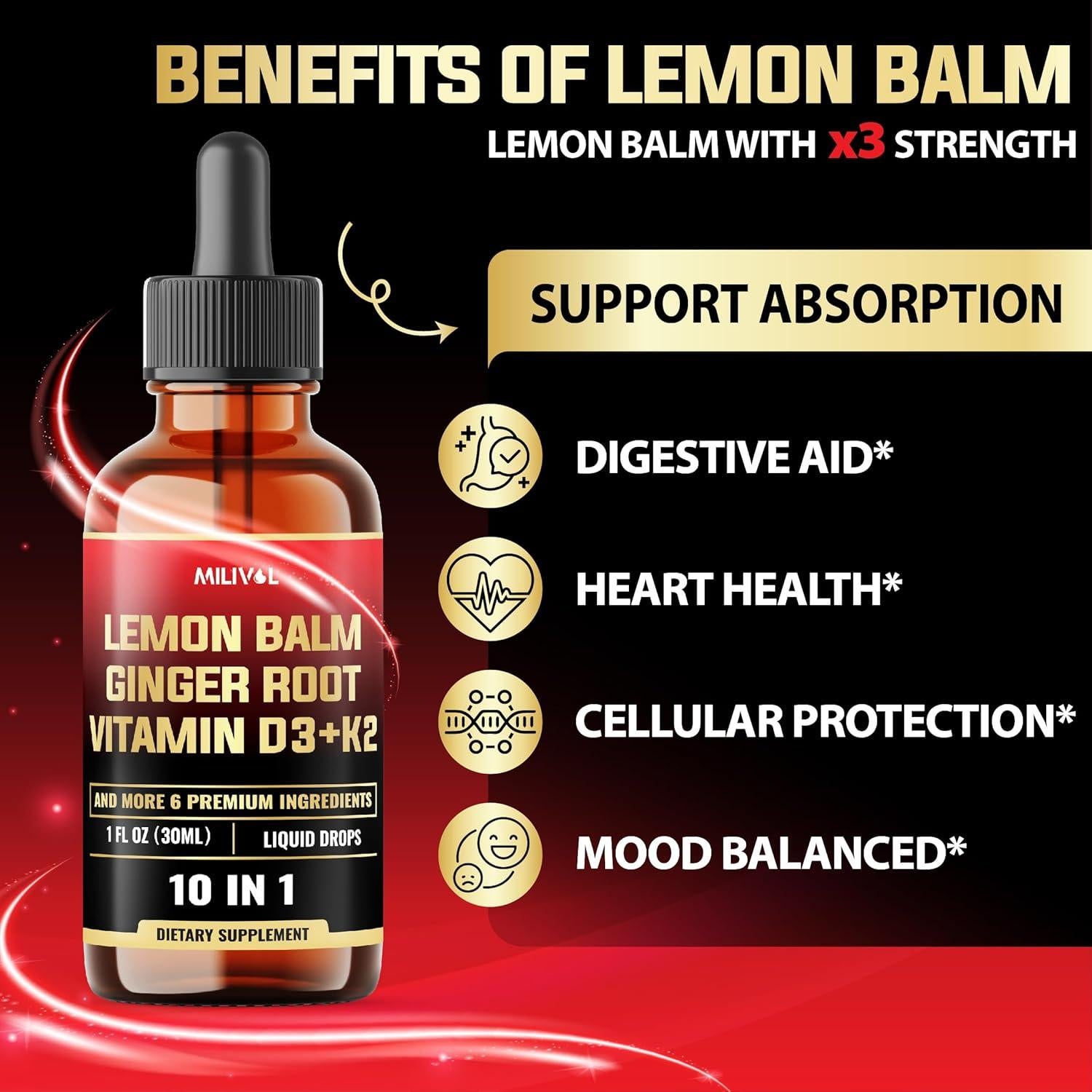 Tinctura de Melisa 10en1 Milivol 3300mg 60 Porciones