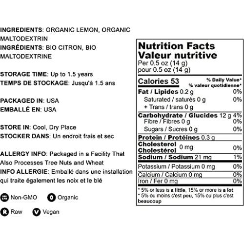 Polvo de Limón Orgánico Food to Live 0.45 kg - Sin Sulfitos