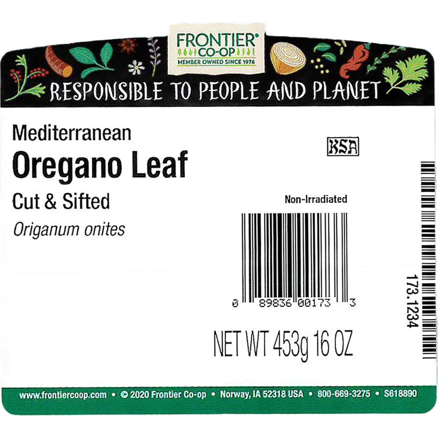Orégano Orgánico Grado Fancy Frontier Co-op 453.6 g a Granel