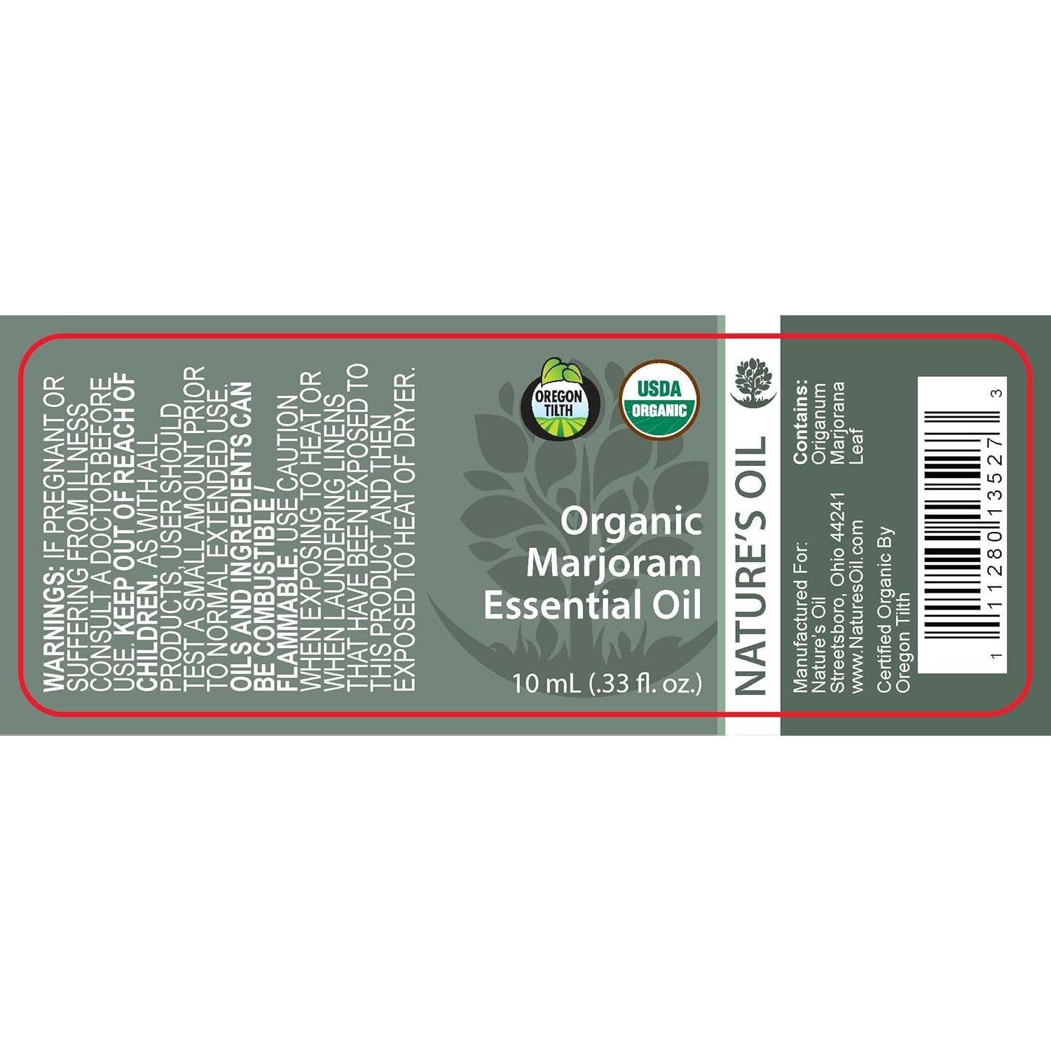 Aceite Esencial de Mejorana Orgánico Nature's Oil 10ml Puro