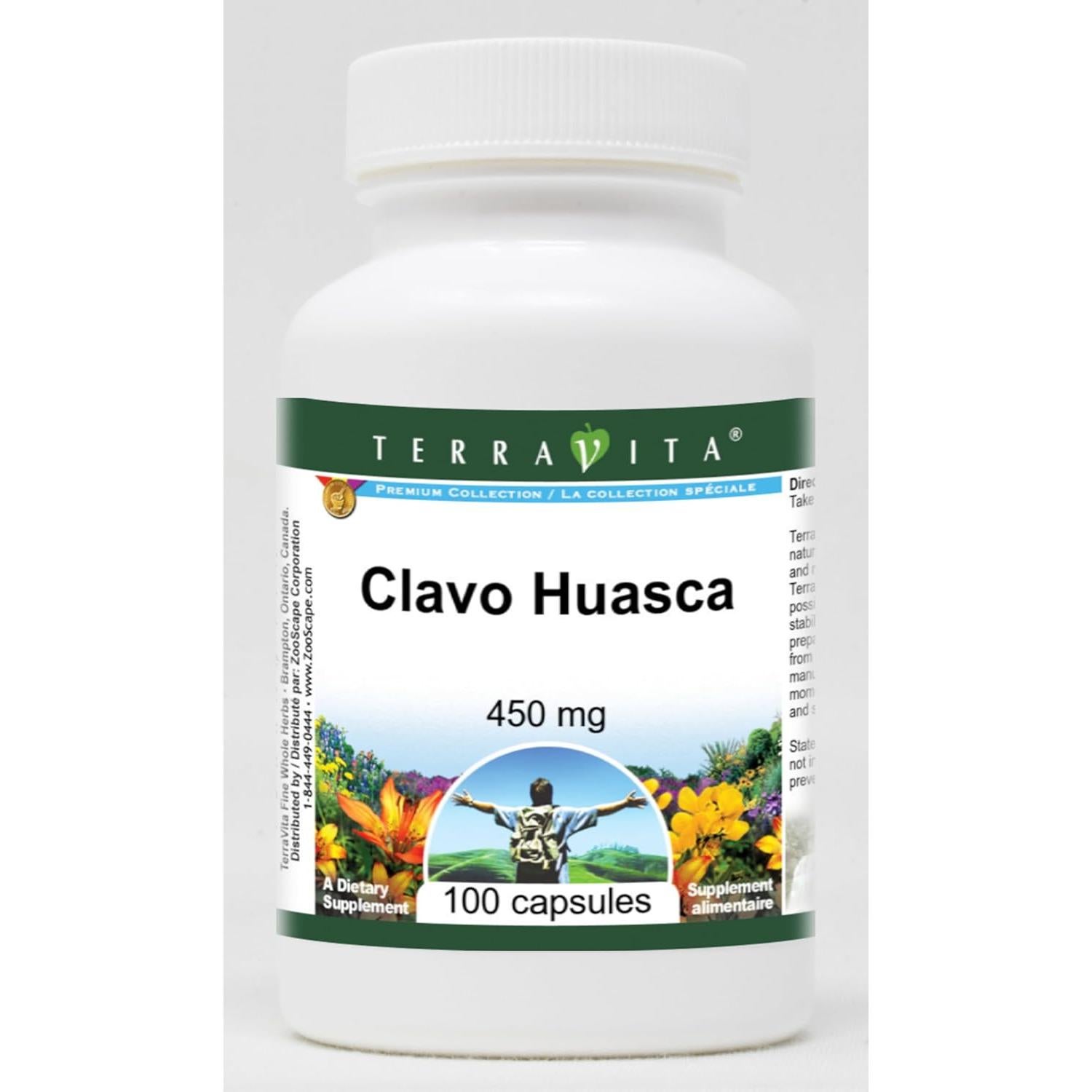Clavo Huasca 450 mg TerraVita 100 Cápsulas Sin Rellenos