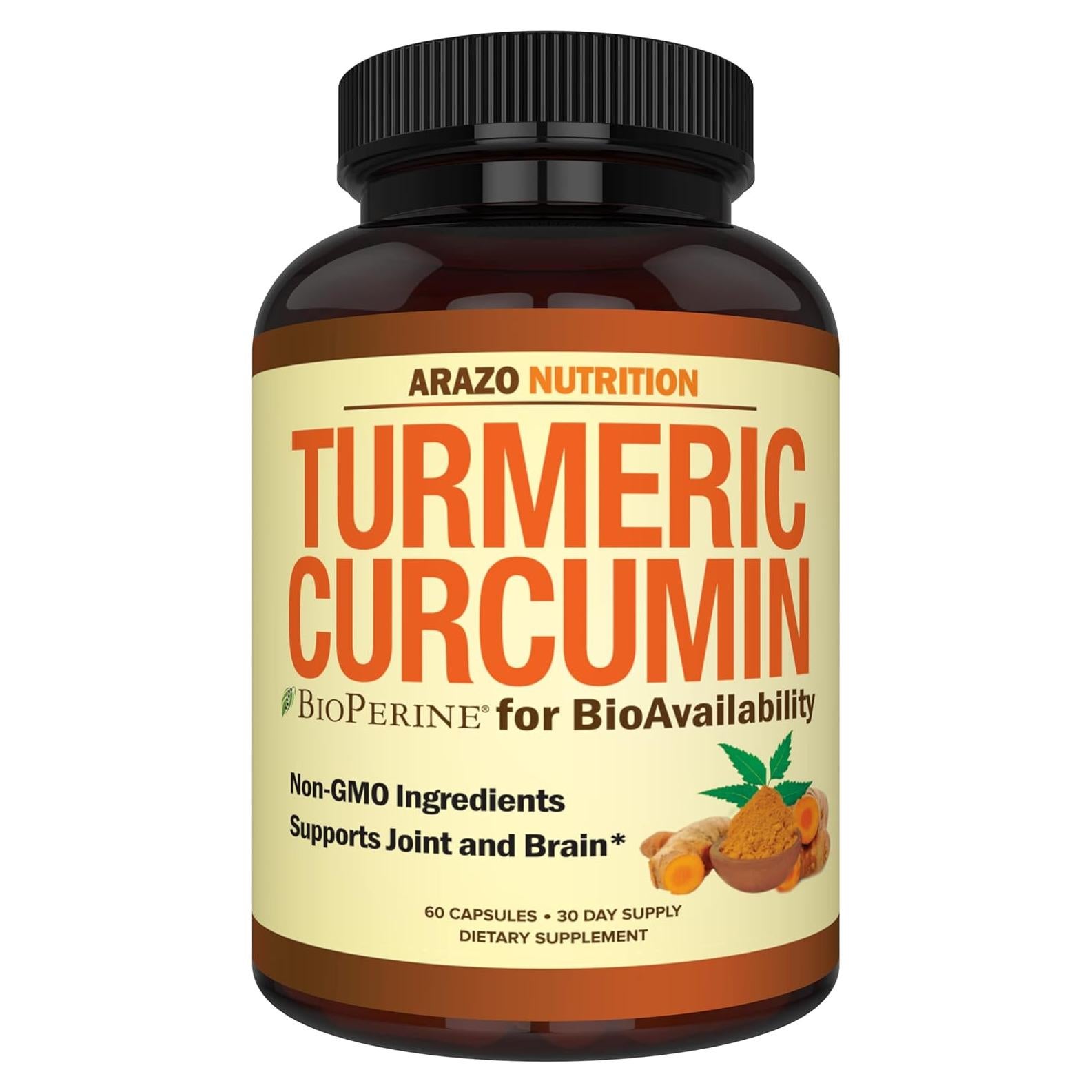 Suplemento de Cúrcuma Curcumina Arazo Nutrition 1300mg