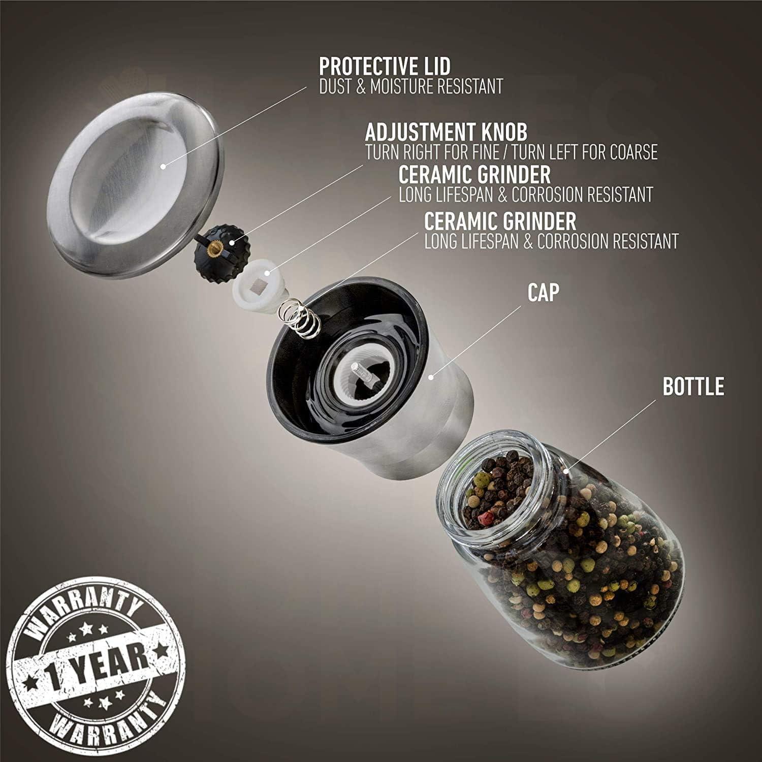 Molino de Sal y Pimienta Acero Inoxidable Ajustable 13.5 cm