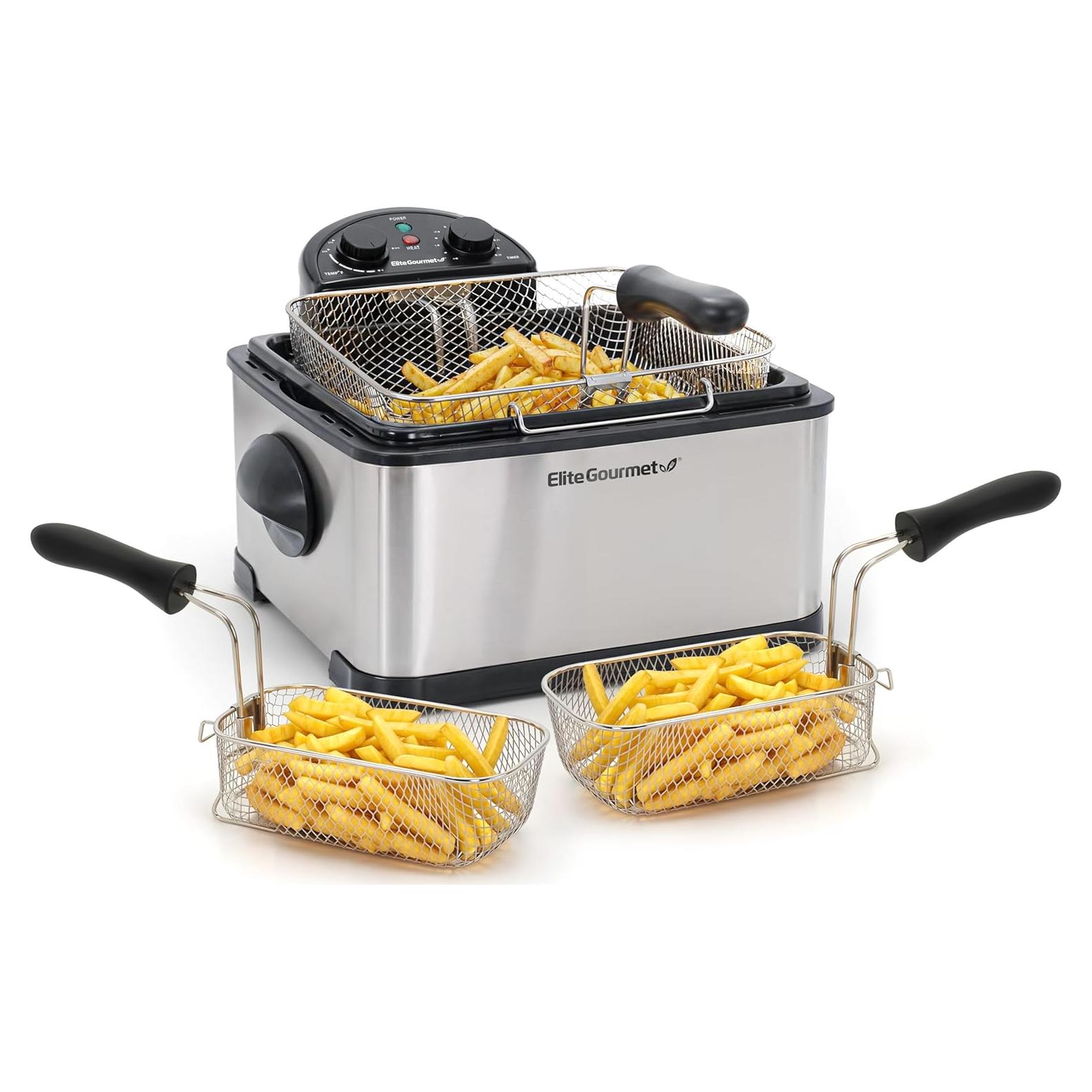 Freidora Profunda Elite Gourmet EDF-401T 4.5L 1700W 3 Cestas
