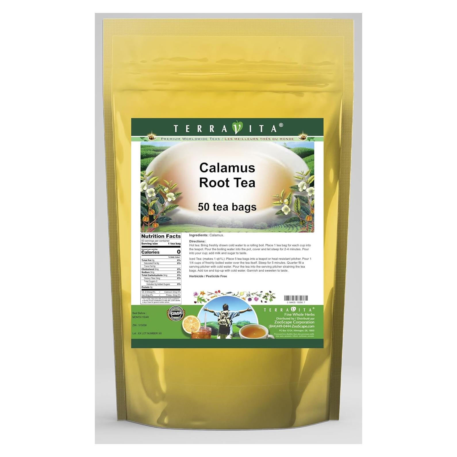 Té de raíz de calamo TerraVita - 50 bolsas de té