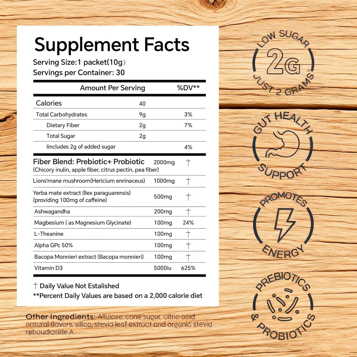 Monbrizz Yerba Mate Instantáneo en Polvo 30 Paquetes Sabor Fresa