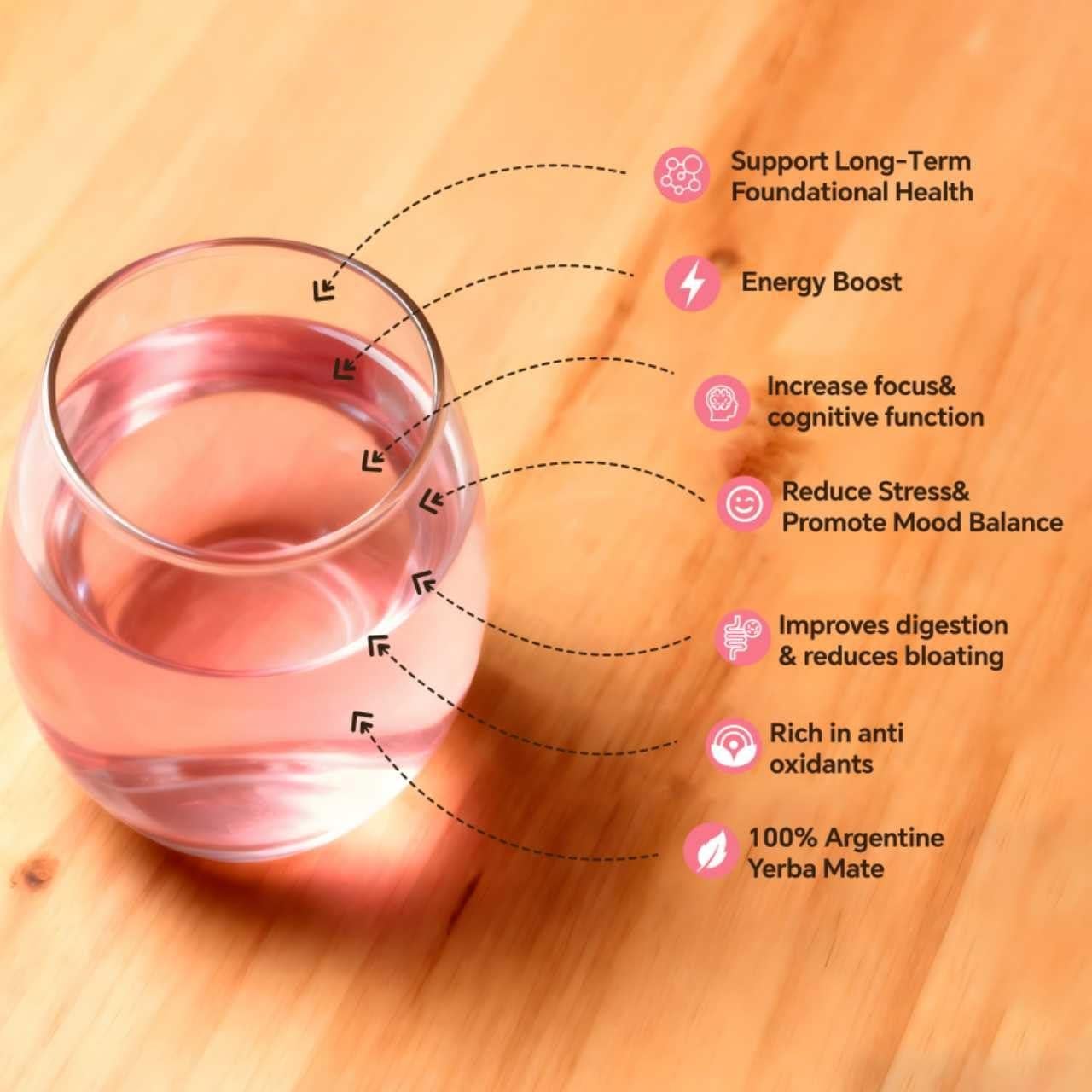 Monbrizz Yerba Mate Instantáneo en Polvo 30 Paquetes Sabor Fresa