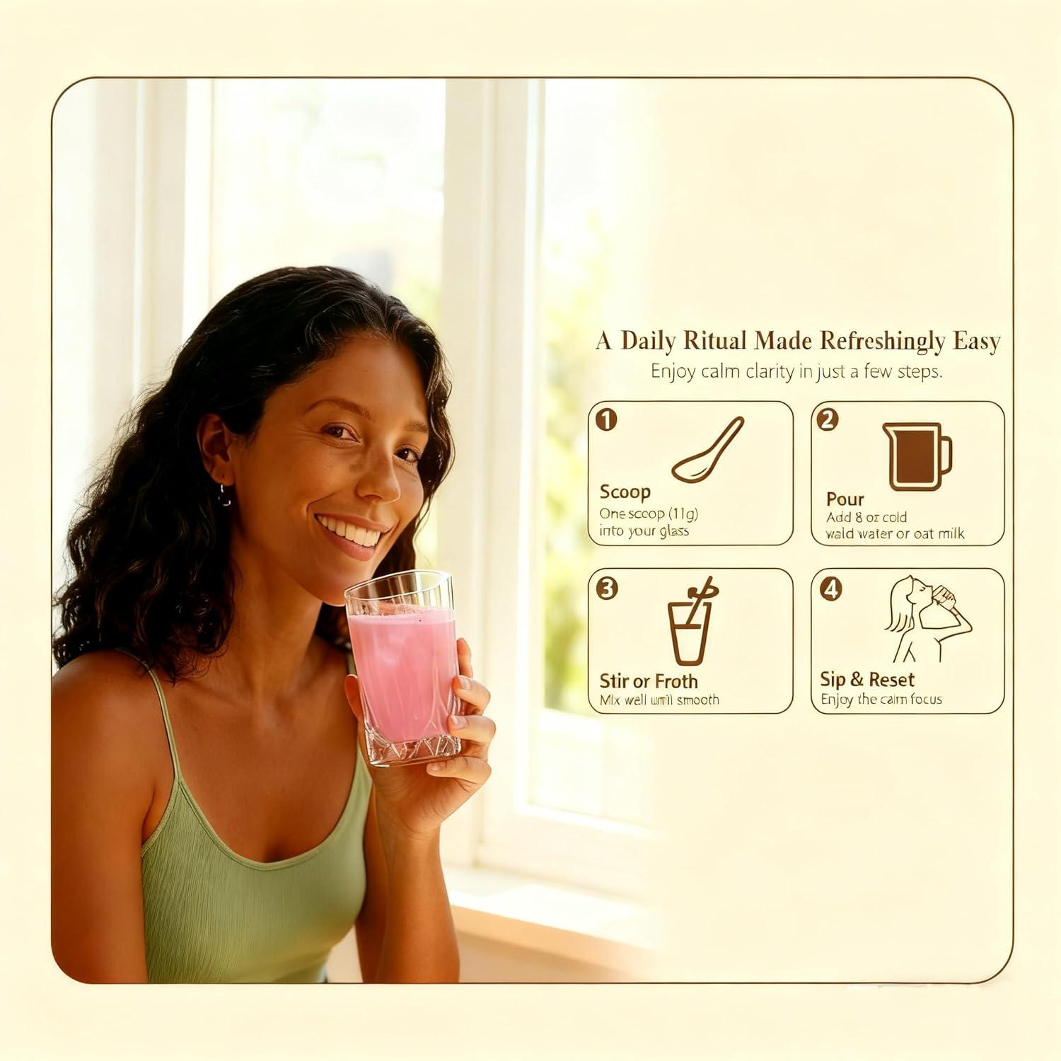 Monbrizz Yerba Mate Instantáneo en Polvo 30 Paquetes Sabor Fresa