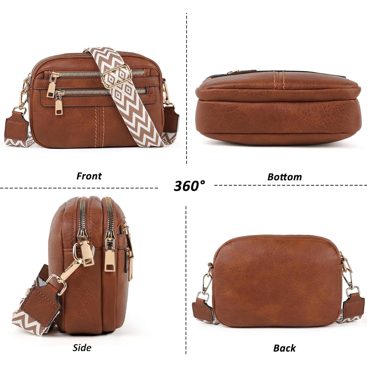 Bolso Cruzado TAN.TOMI de Cuero Vegano 6 Bolsillos