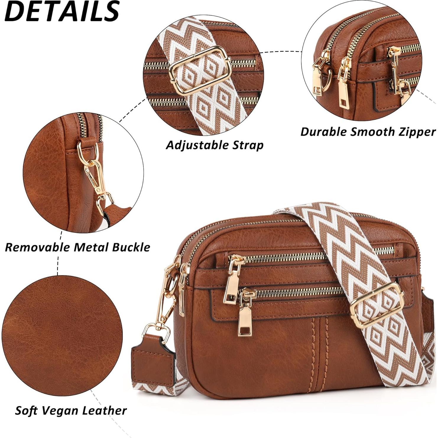 Bolso Cruzado TAN.TOMI de Cuero Vegano 6 Bolsillos