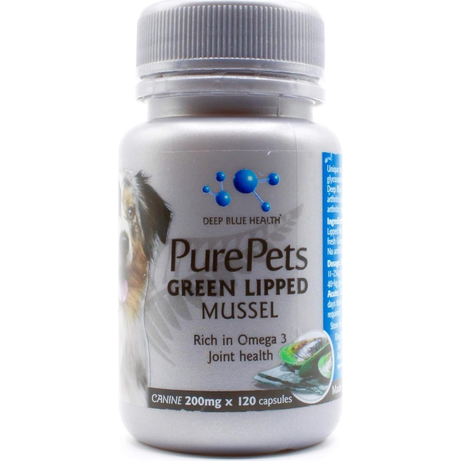 Cápsulas de Mejillón de Labio Verde PurePets 200mg x 120